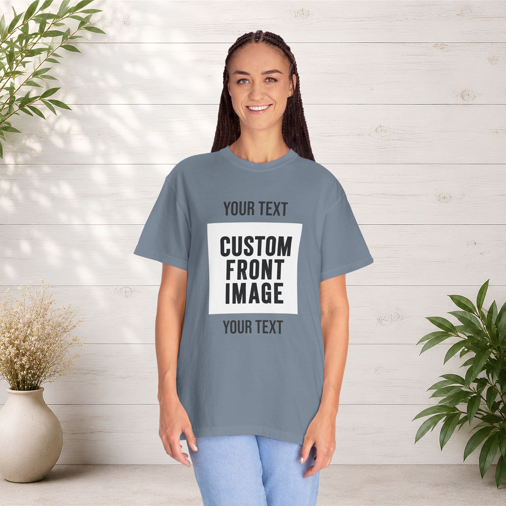 Custom Front Square Print T-Shirt — Personalized Text & Image Tee