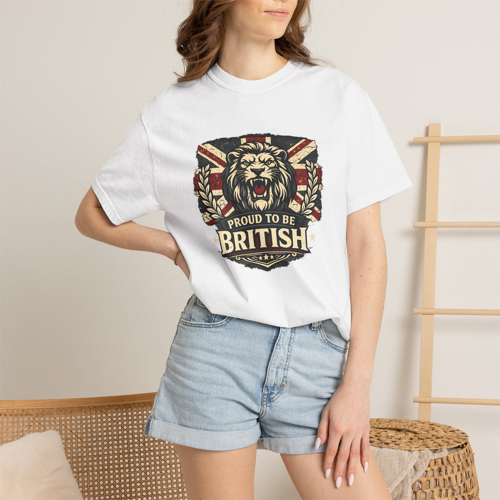 British Lion T-Shirt — "Proud to Be British" Union Jack Graphic Tee