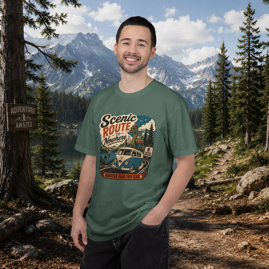 Scenic Route Vintage Camper Nessy T-Shirt — Road Trip Adventure Tee