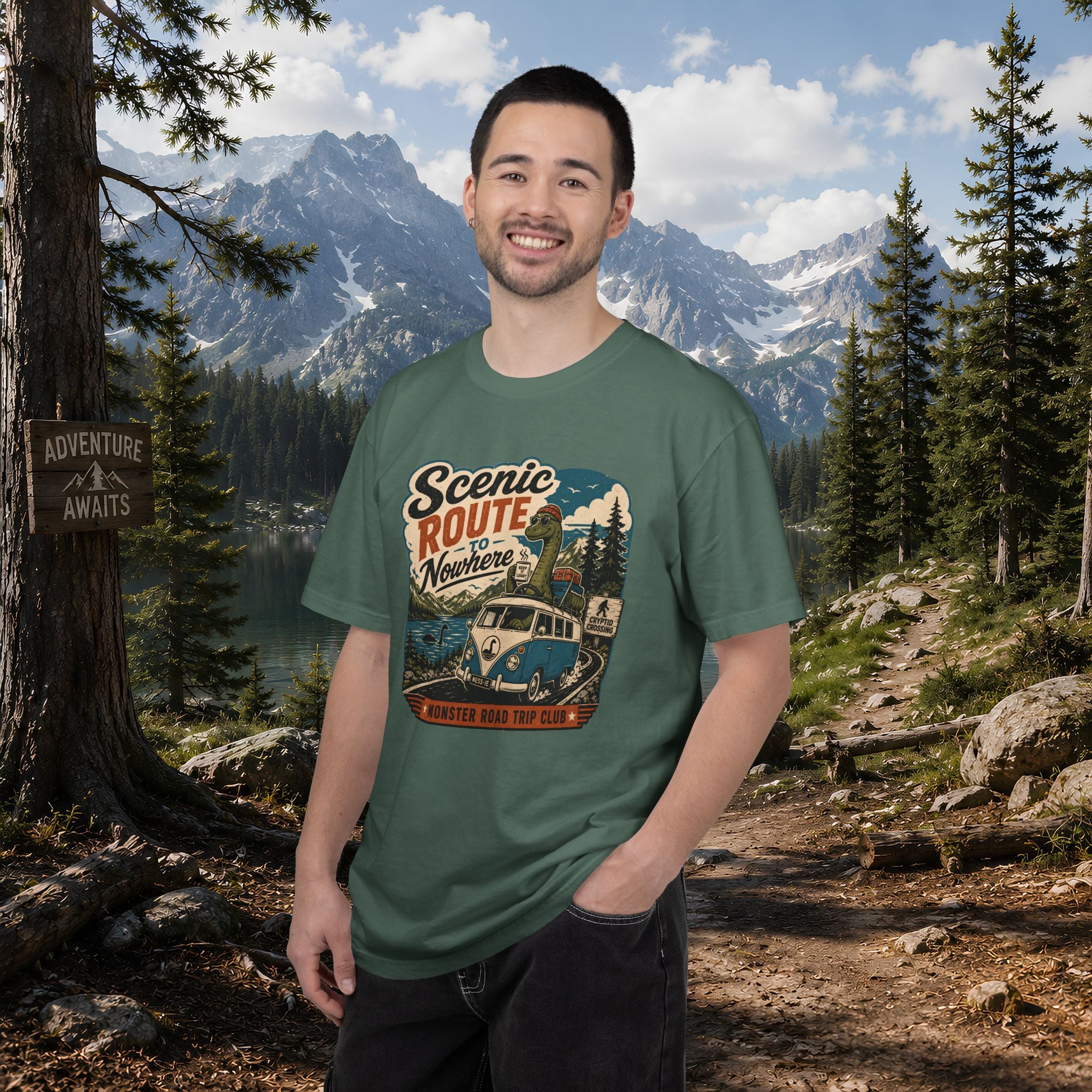 Scenic Route Vintage Camper Nessy T-Shirt — Road Trip Adventure Tee