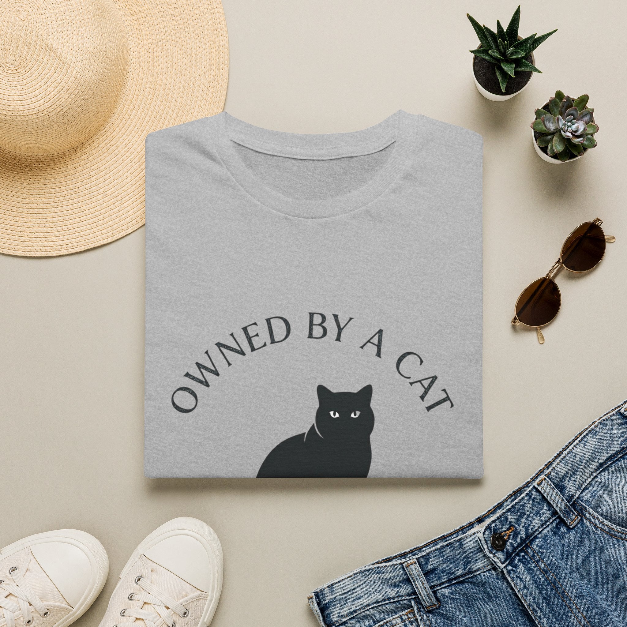 Owned By A Cat T-Shirt | Cat Silhouette Tee, Cat Lover Shirt