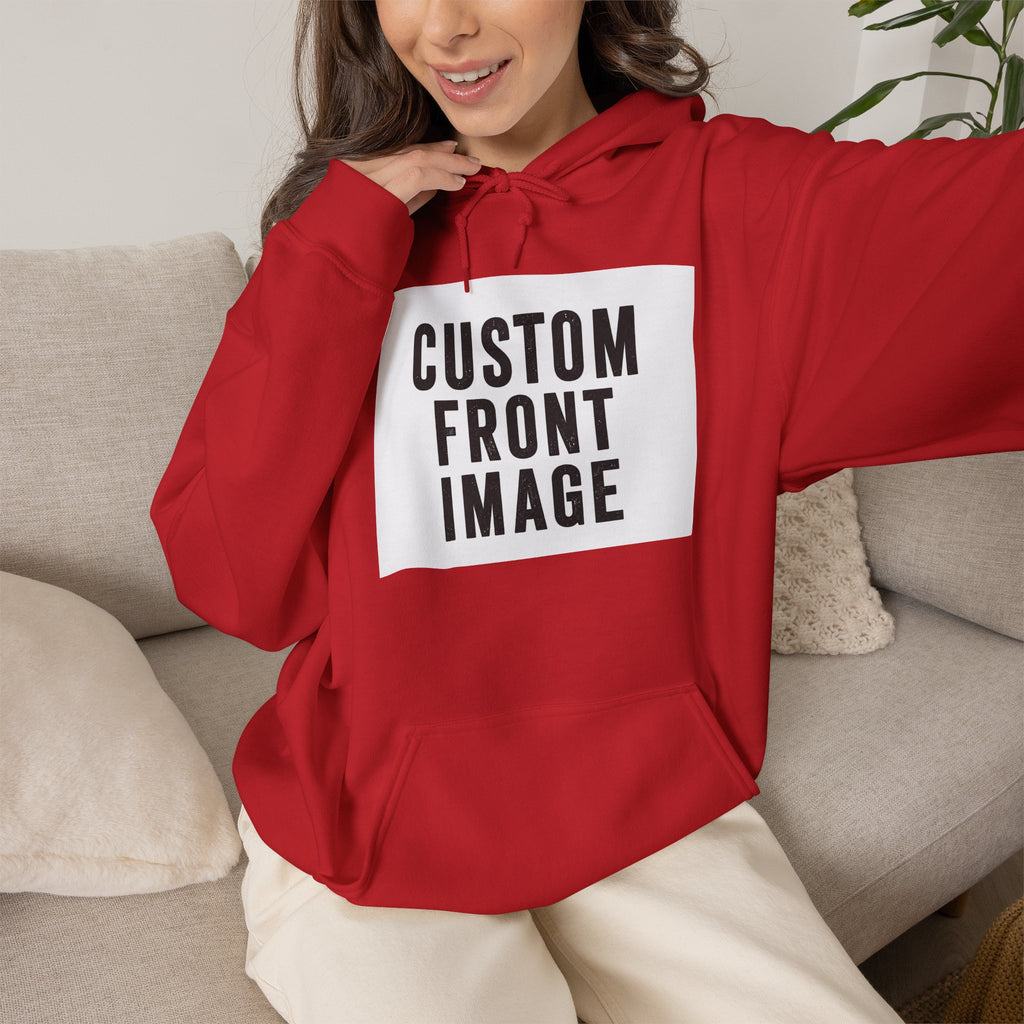 Custom Front Image Hoodie — Personalized White Pullover Hooded Sweatshirt
