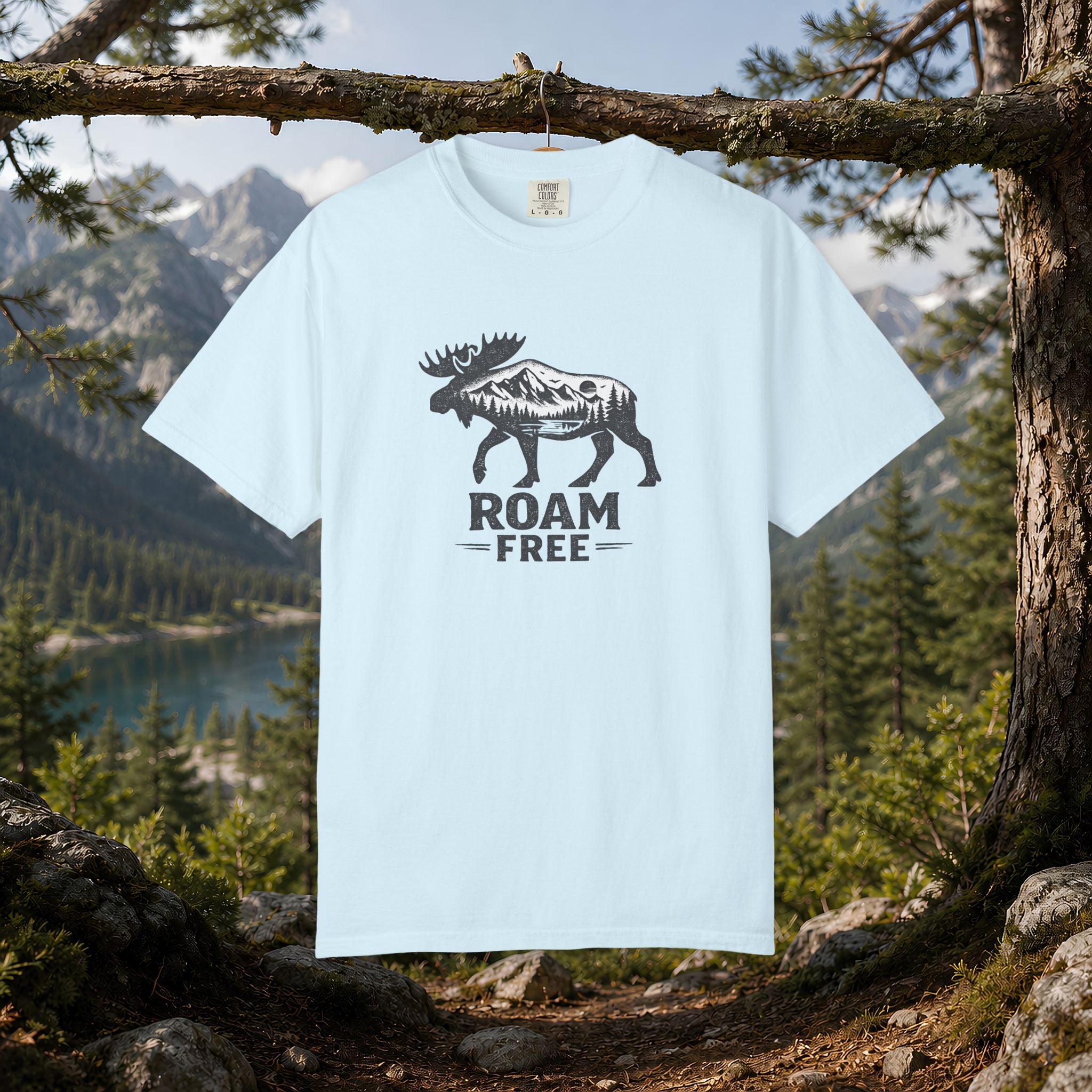 Roam Free Moose T-Shirt — Outdoorsy Nature Graphic Tee