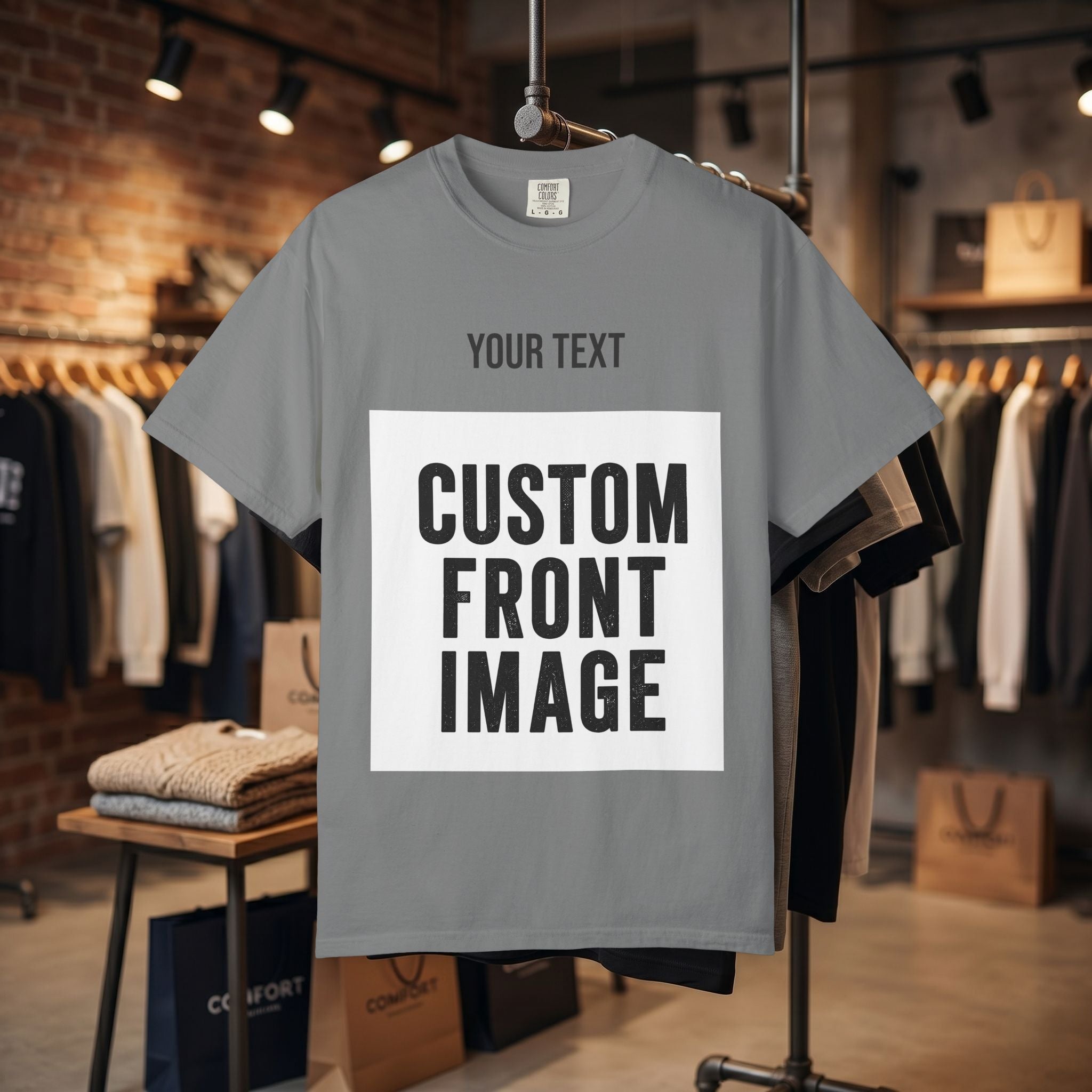 Custom Front Square Print T-Shirt — Personalized Text & Image Tee