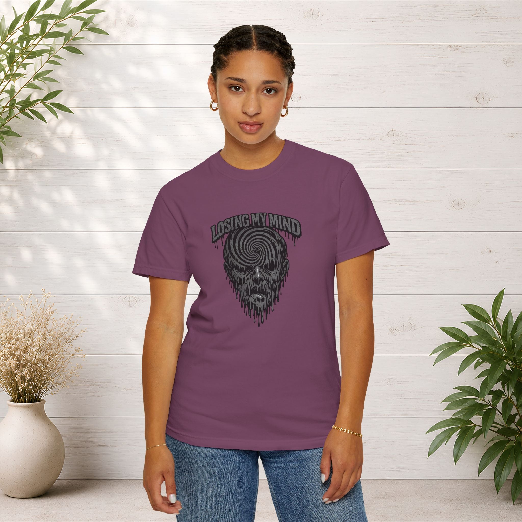 Losing My Mind Skull Tee — Psychedelic Spiral Graphic T-Shirt