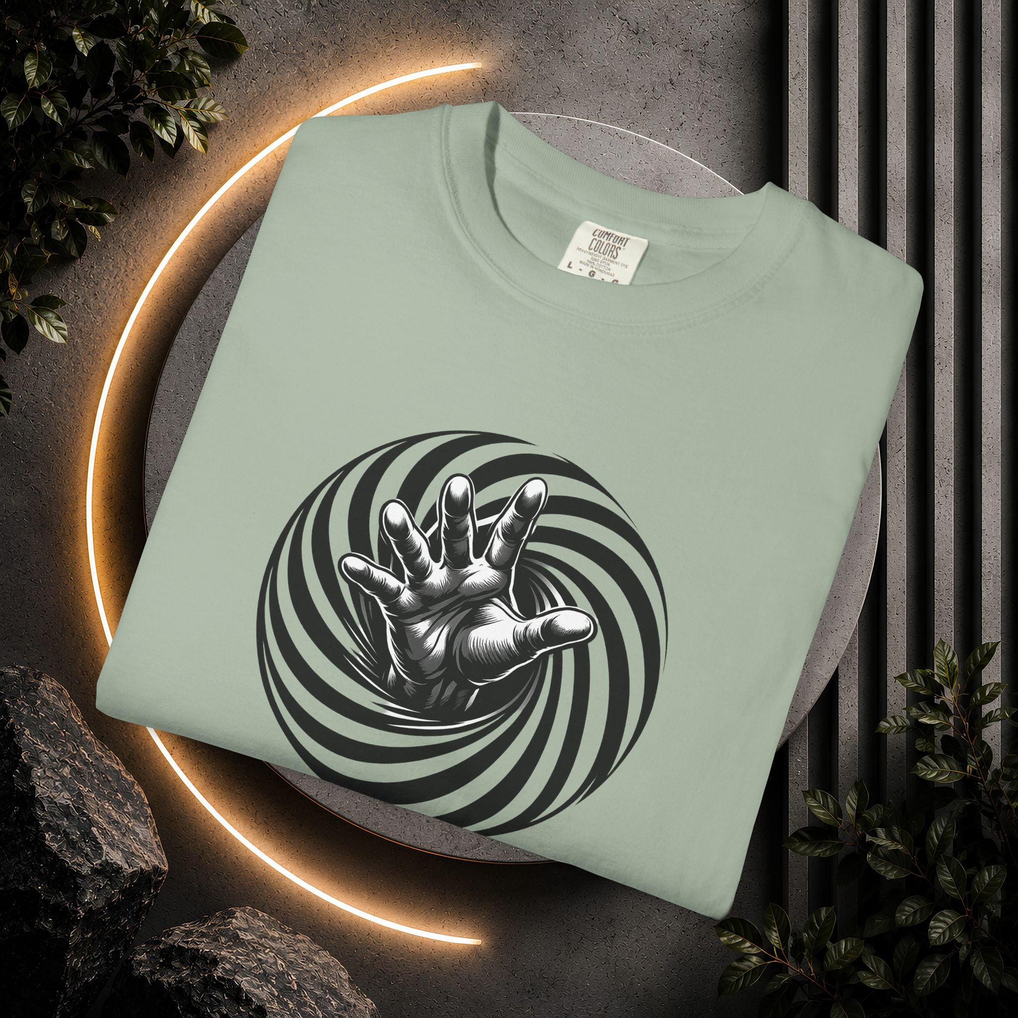 Optical Spiral Hand Graphic T-Shirt