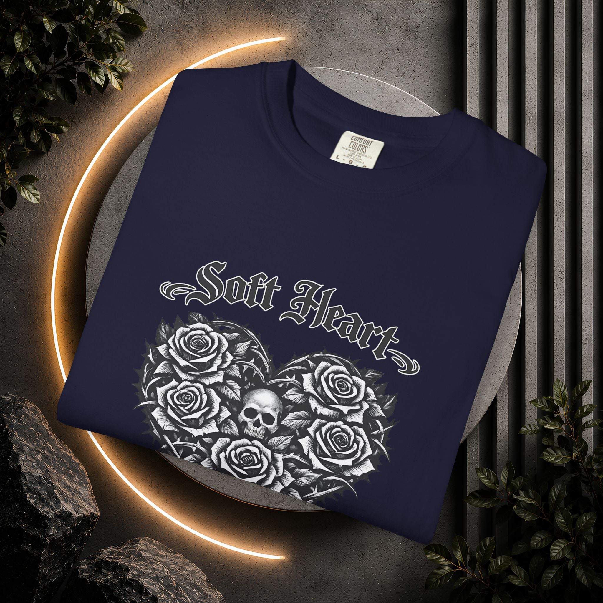 Soft Heart Dark Soul T-Shirt — Gothic Rose Skull Graphic Tee