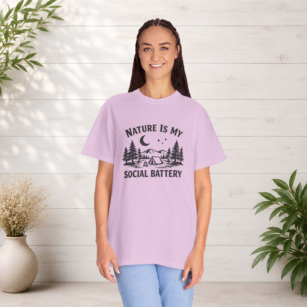 Nature Is My Social Battery T-Shirt — Outdoor Enthusiast Graphic Tee