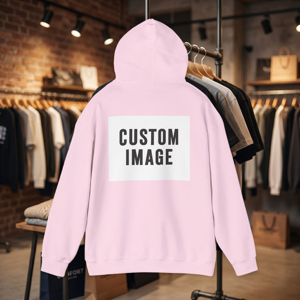 Custom Back Image Hoodie — Personalized White Pullover Hooded Sweatshirt