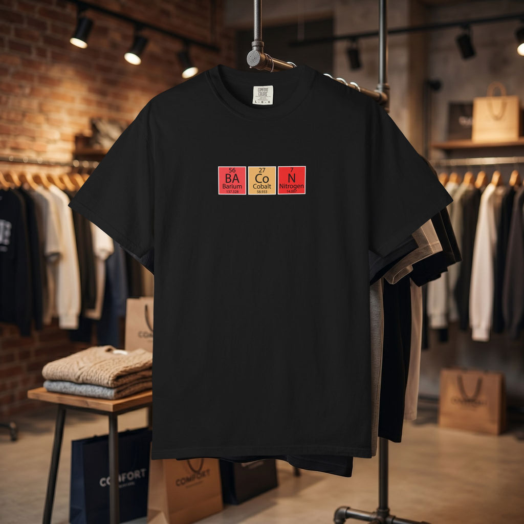 Bacon Chemistry T-Shirt — Periodic Table Style Food Graphic Tee