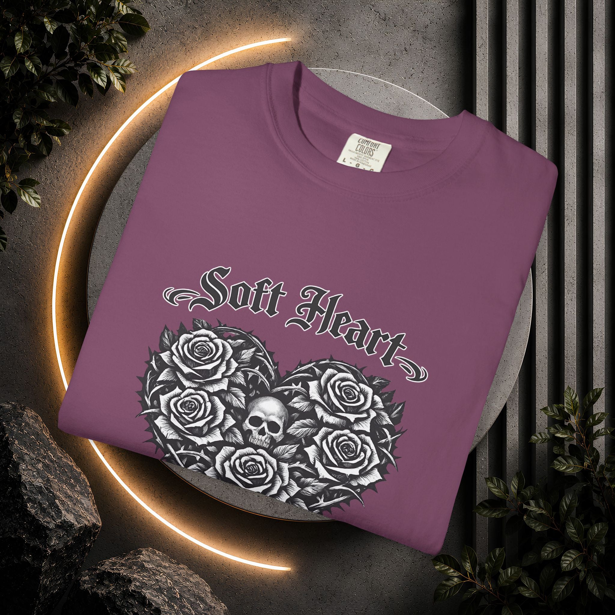 Soft Heart Dark Soul T-Shirt — Gothic Rose Skull Graphic Tee