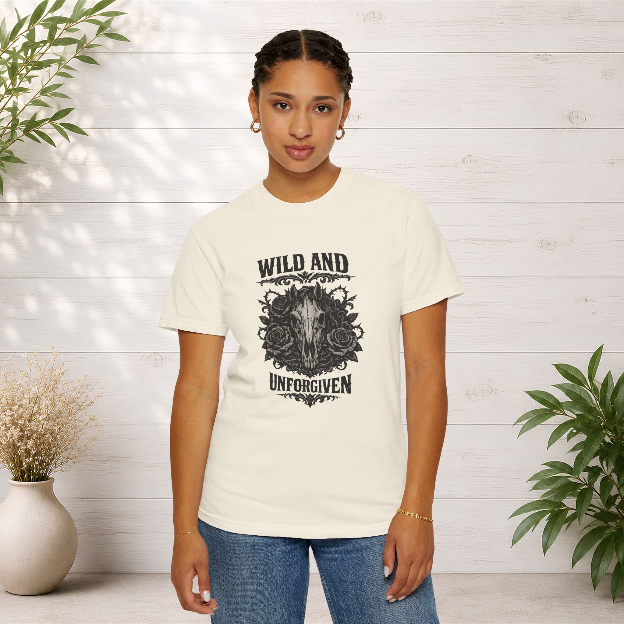 Wild and Unforgiven Skull Tee – Horse Rider Graphic T-Shirt
