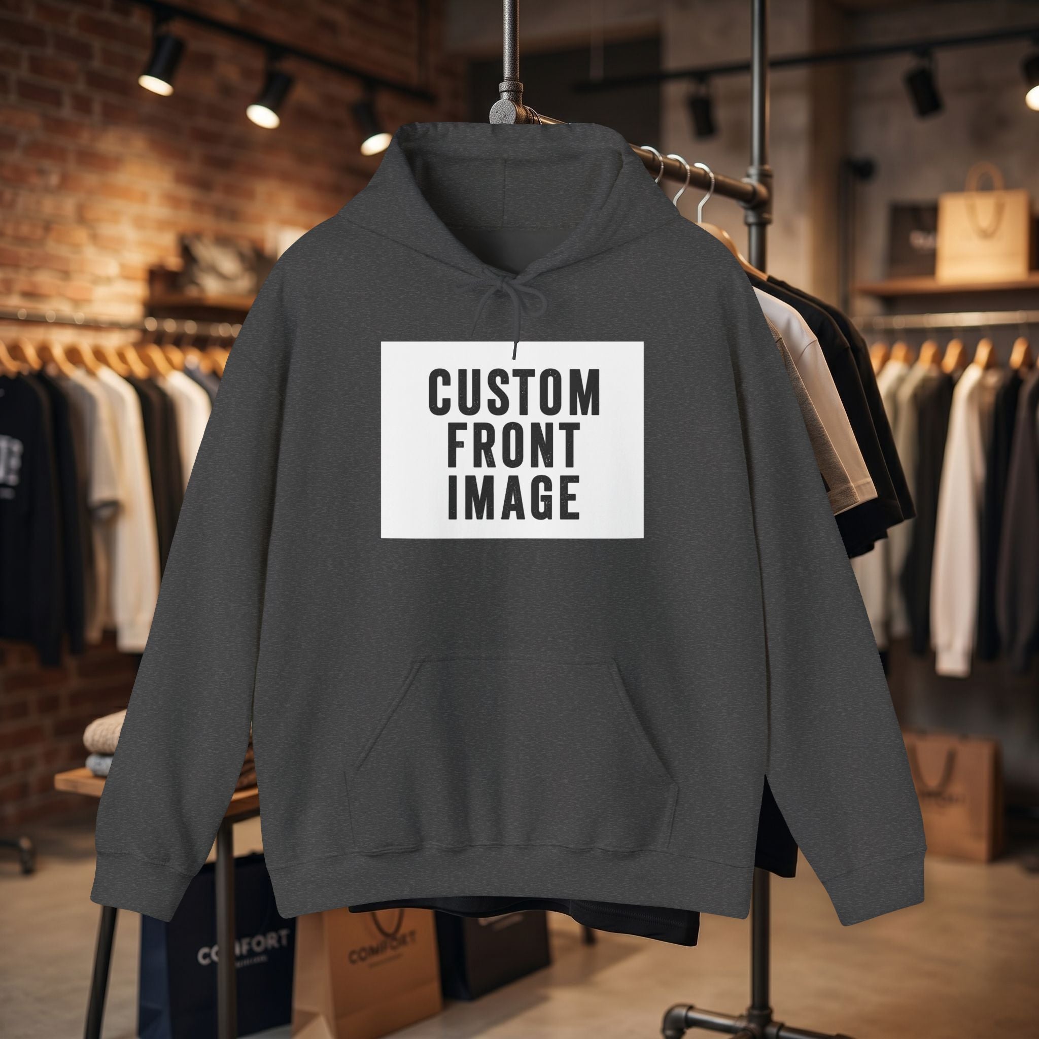 Custom Front Image Hoodie — Personalized White Pullover Hooded Sweatshirt