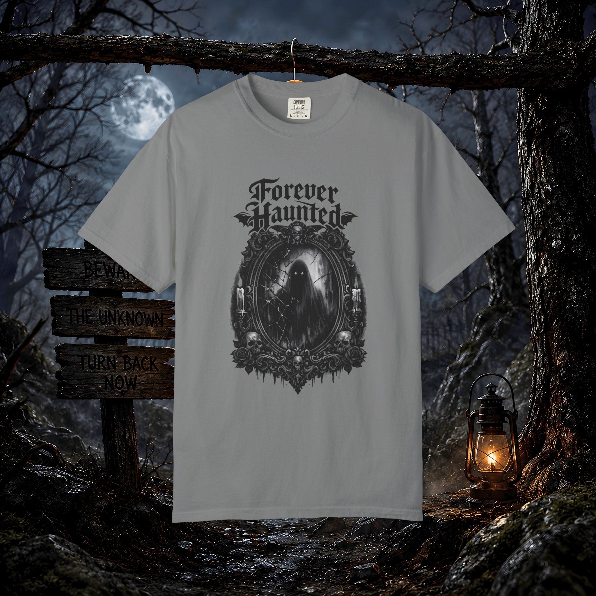 Forever Haunted T-Shirt — Gothic Ghost Graphic Tee