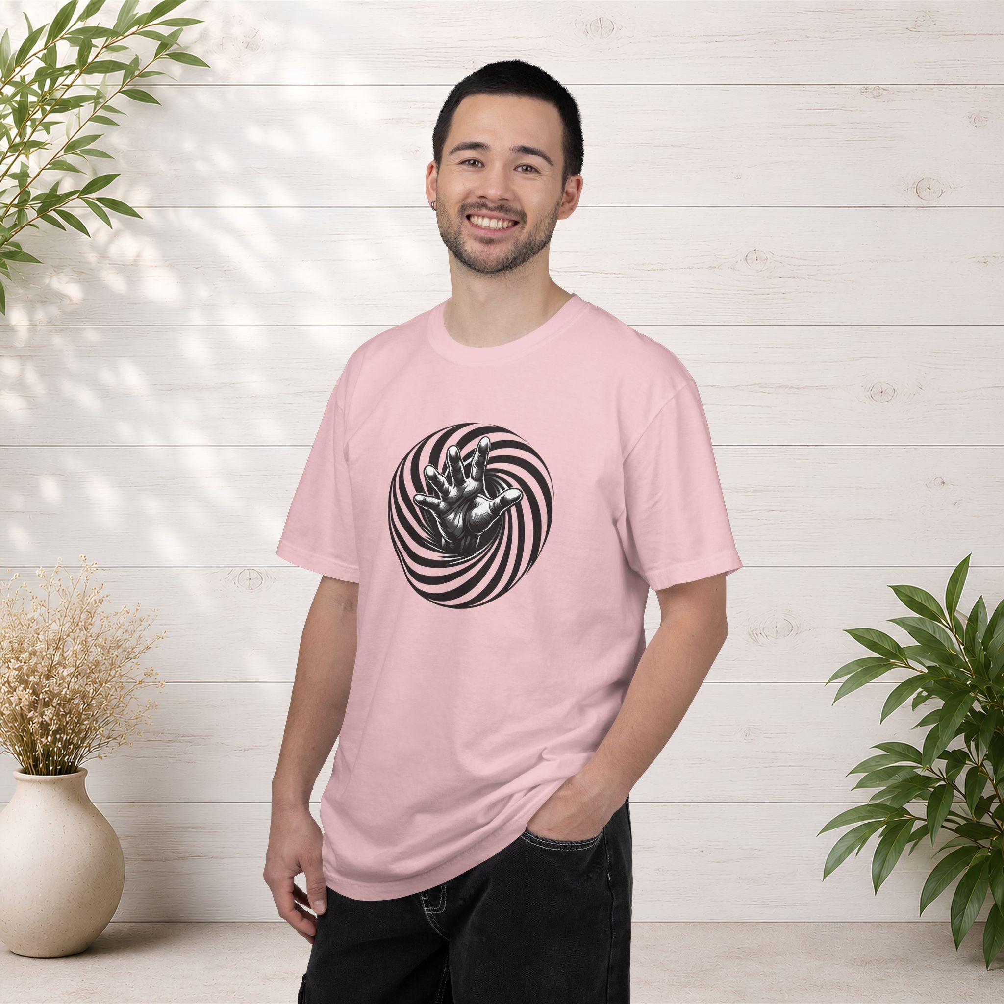 Optical Spiral Hand Graphic T-Shirt