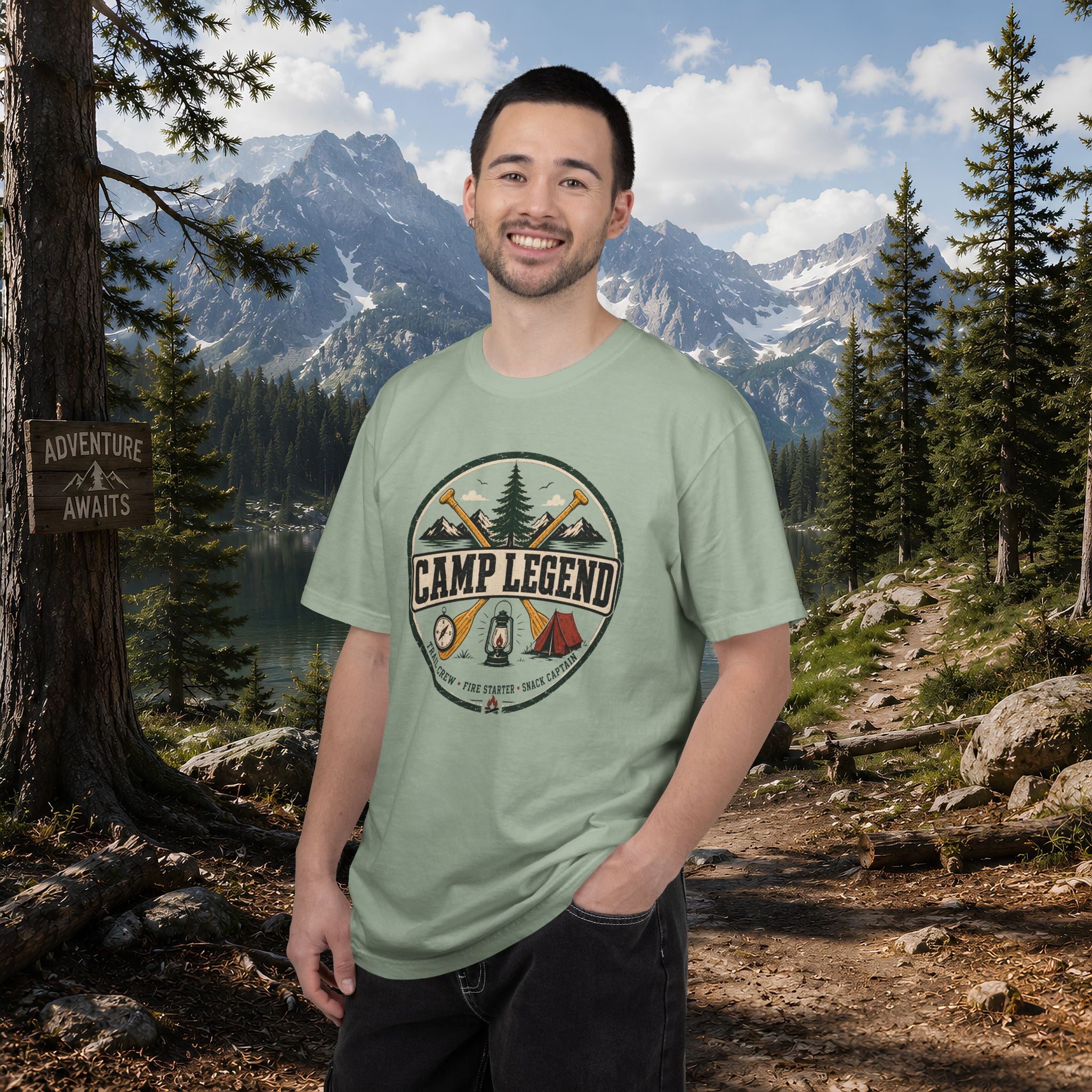 Camp Legend T-Shirt — Vintage Camping Badge Tee
