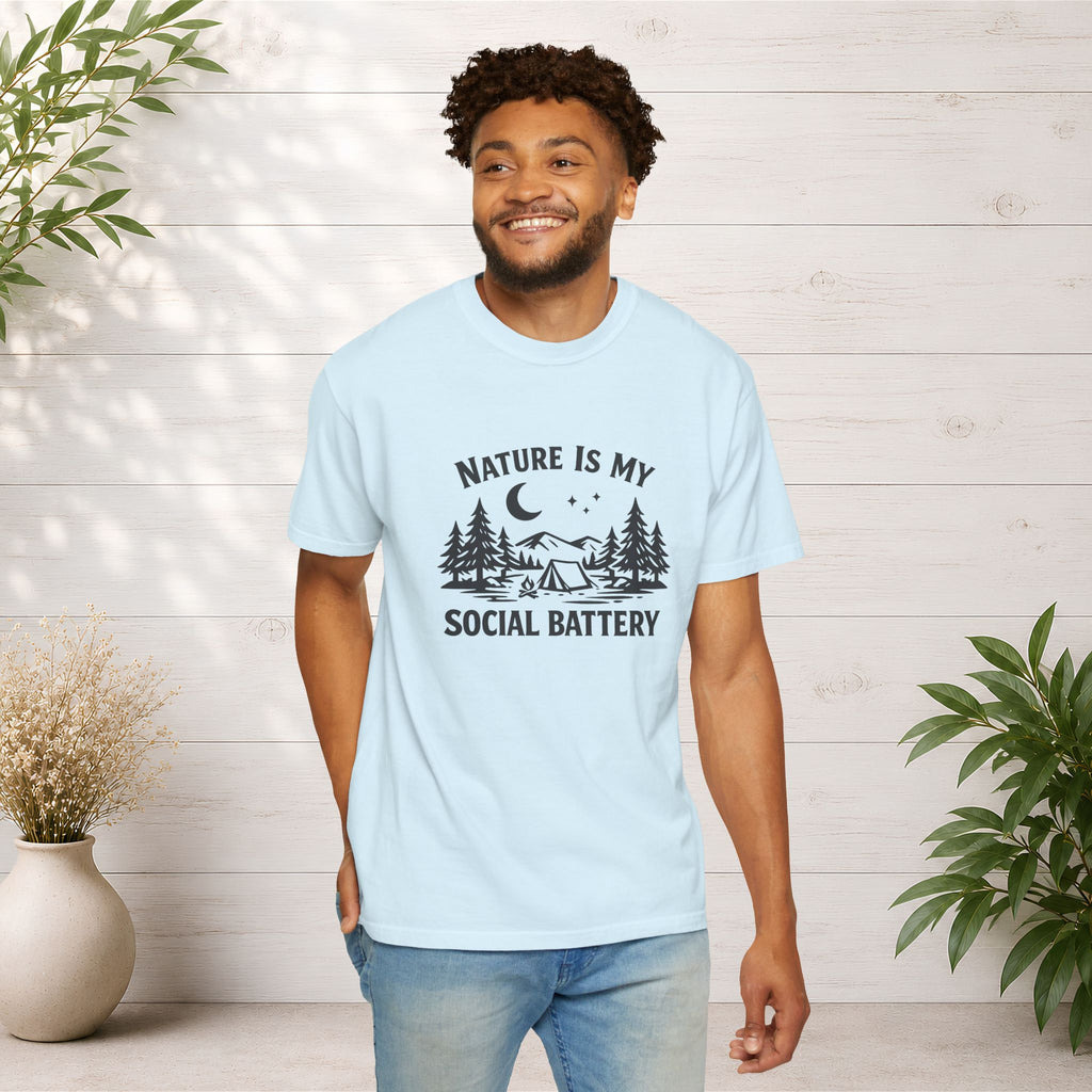 Nature Is My Social Battery T-Shirt — Outdoor Enthusiast Graphic Tee