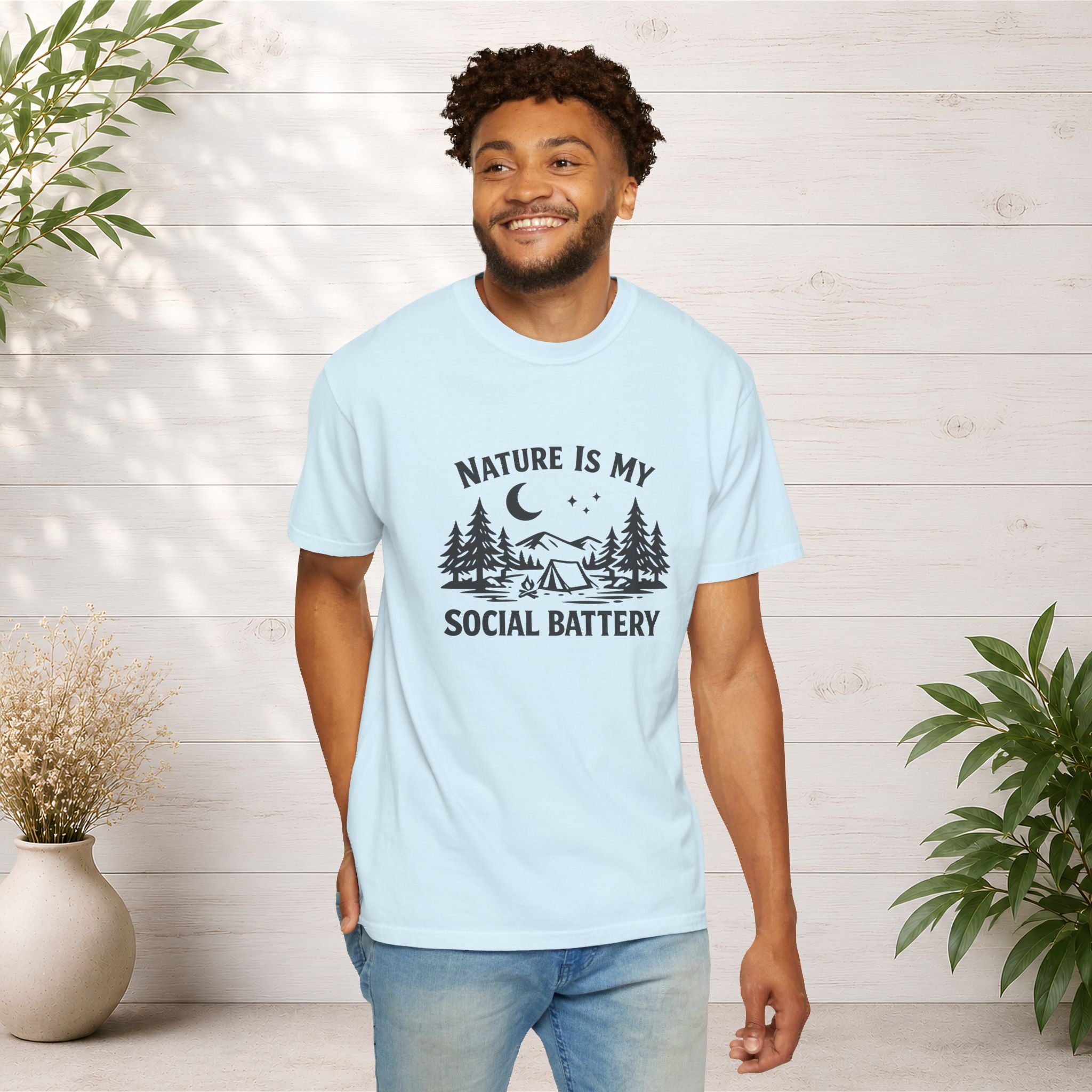 Nature Is My Social Battery T-Shirt — Outdoor Enthusiast Graphic Tee