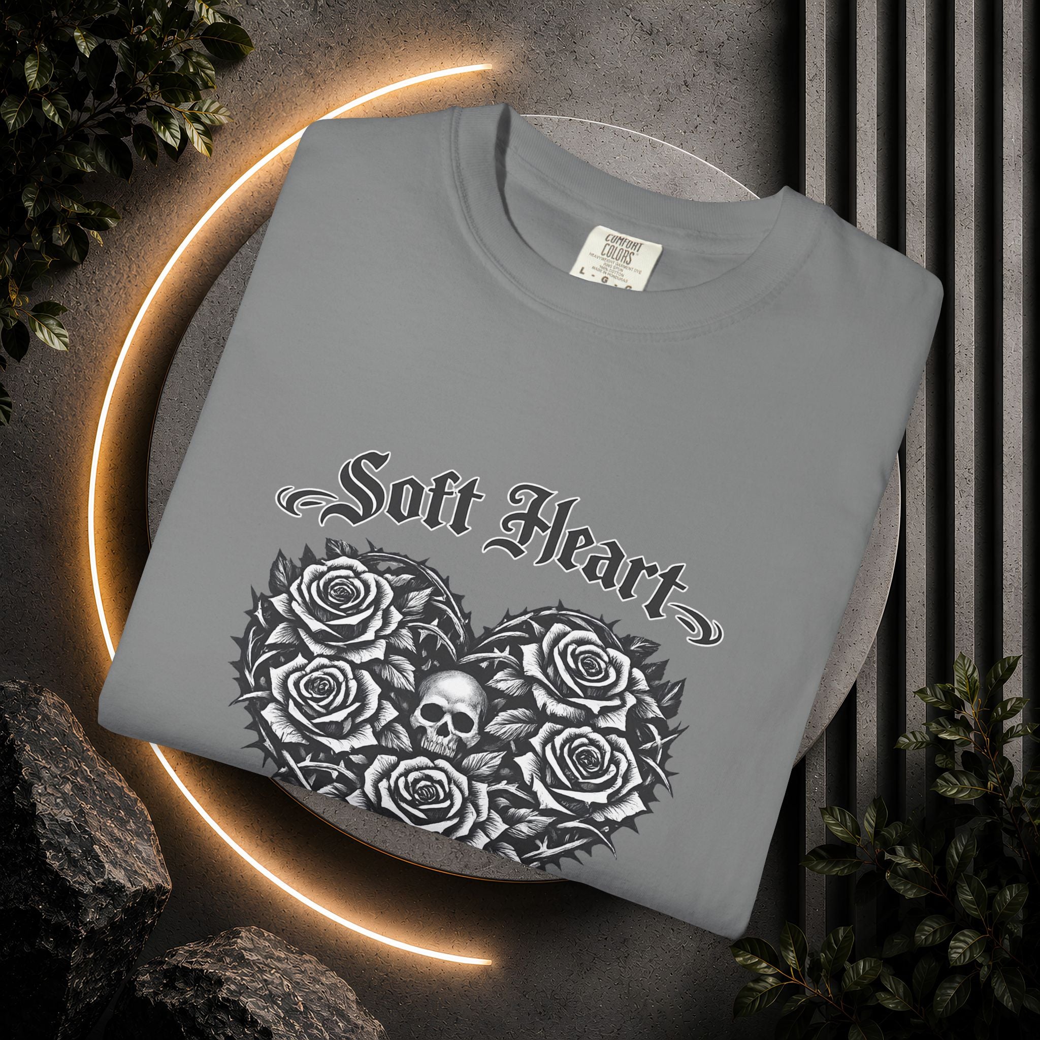 Soft Heart Dark Soul T-Shirt — Gothic Rose Skull Graphic Tee