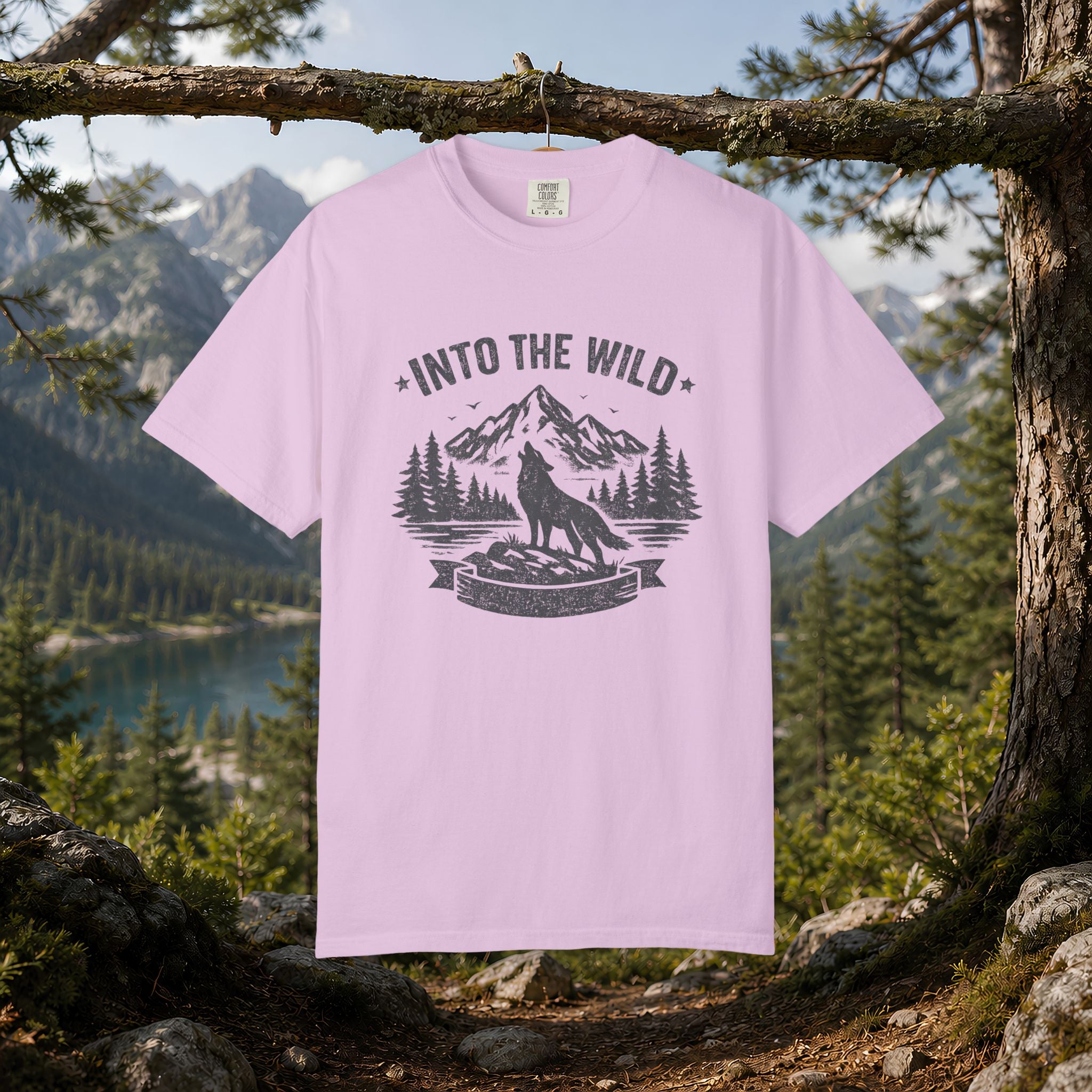 Into the Wild Wolf T-Shirt — Mountain Camping Adventure Tee