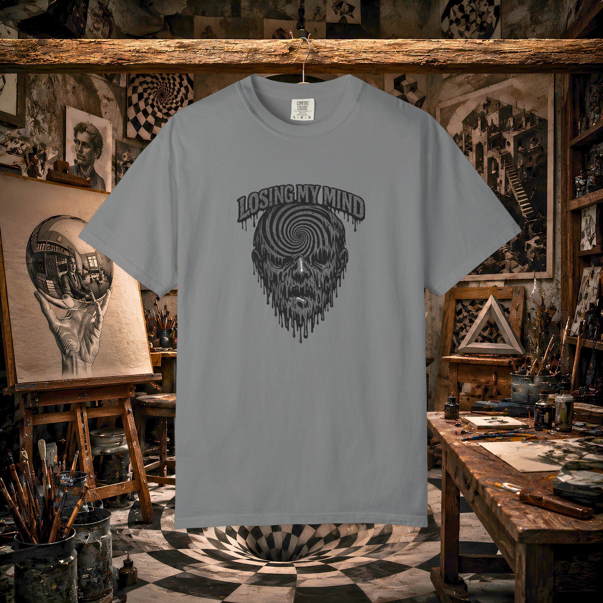 Losing My Mind Skull Tee — Psychedelic Spiral Graphic T-Shirt