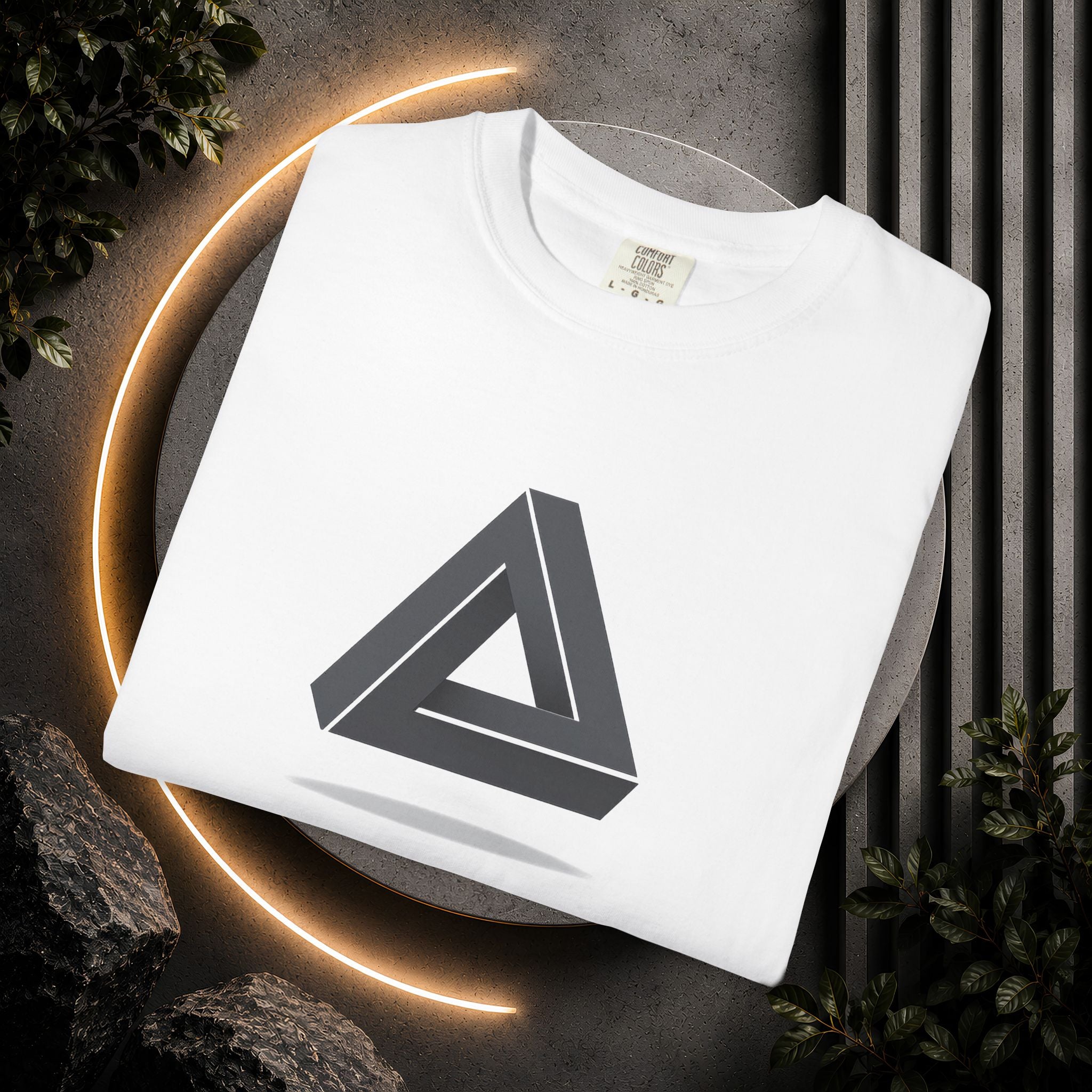 Optical Illusion Triangle T-Shirt — Geometric Penrose Design