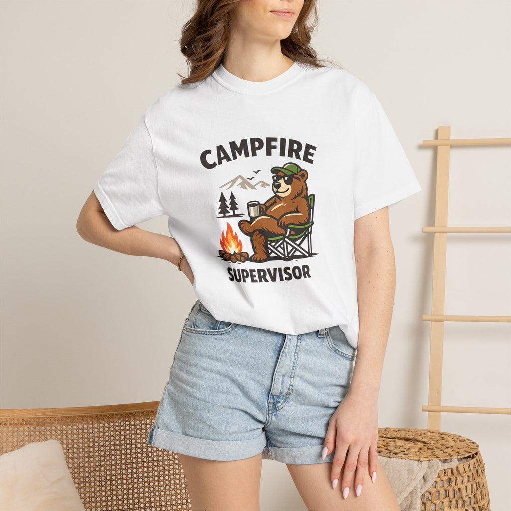 Campfire Supervisor T-Shirt — Funny Bear Camping Tee
