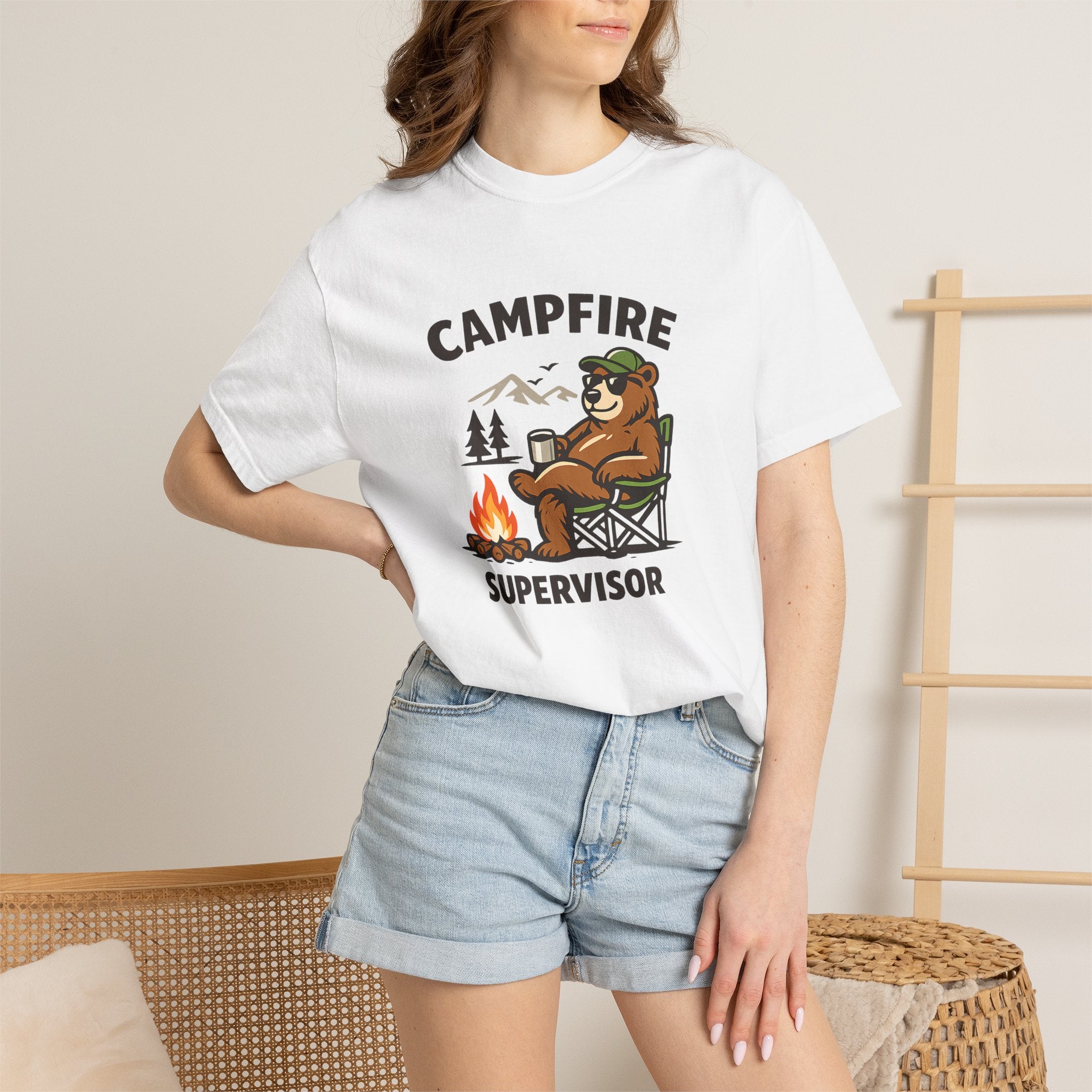 Campfire Supervisor T-Shirt — Funny Bear Camping Tee