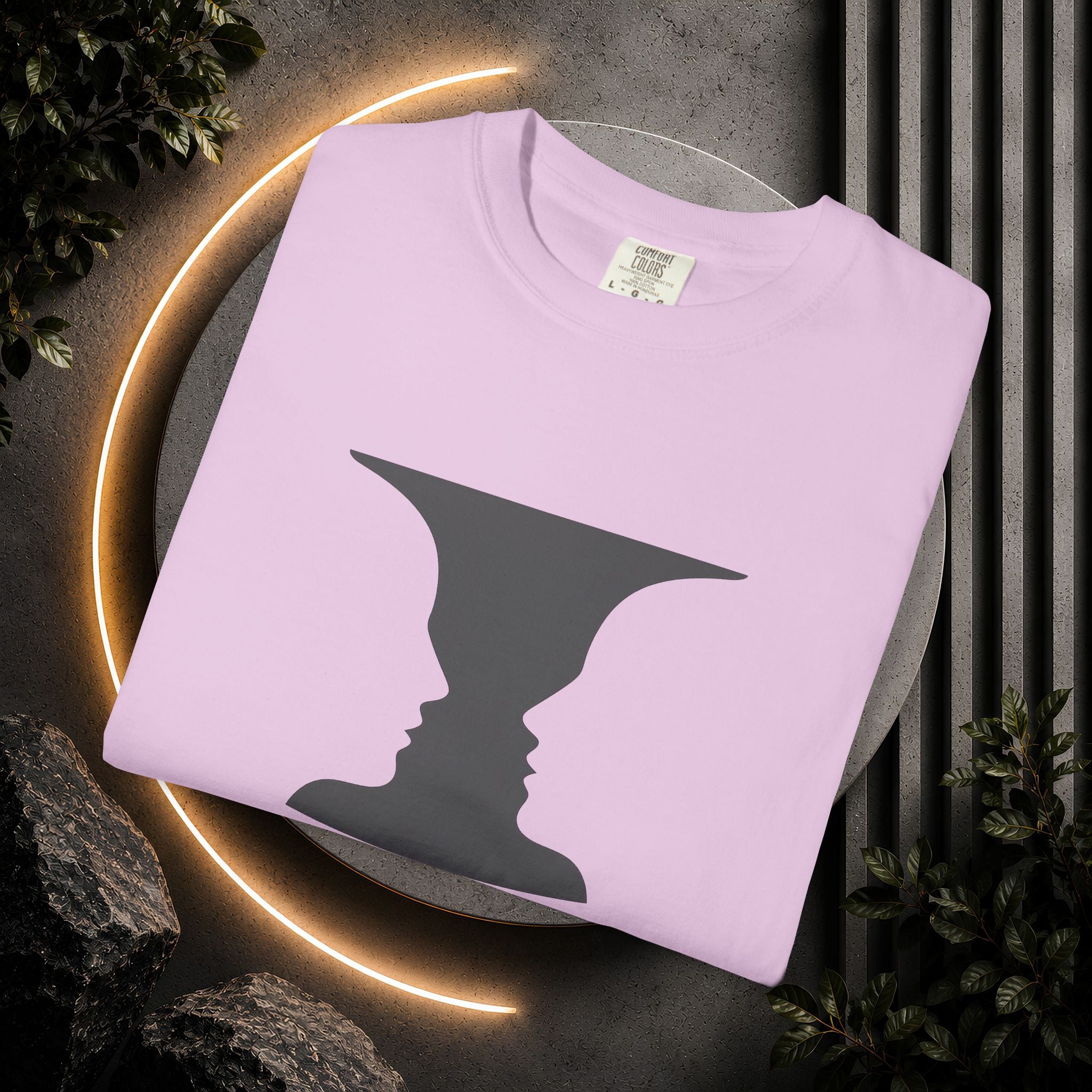 Optical Illusion Vase T-Shirt — Rubin’s Face Profile Graphic Tee