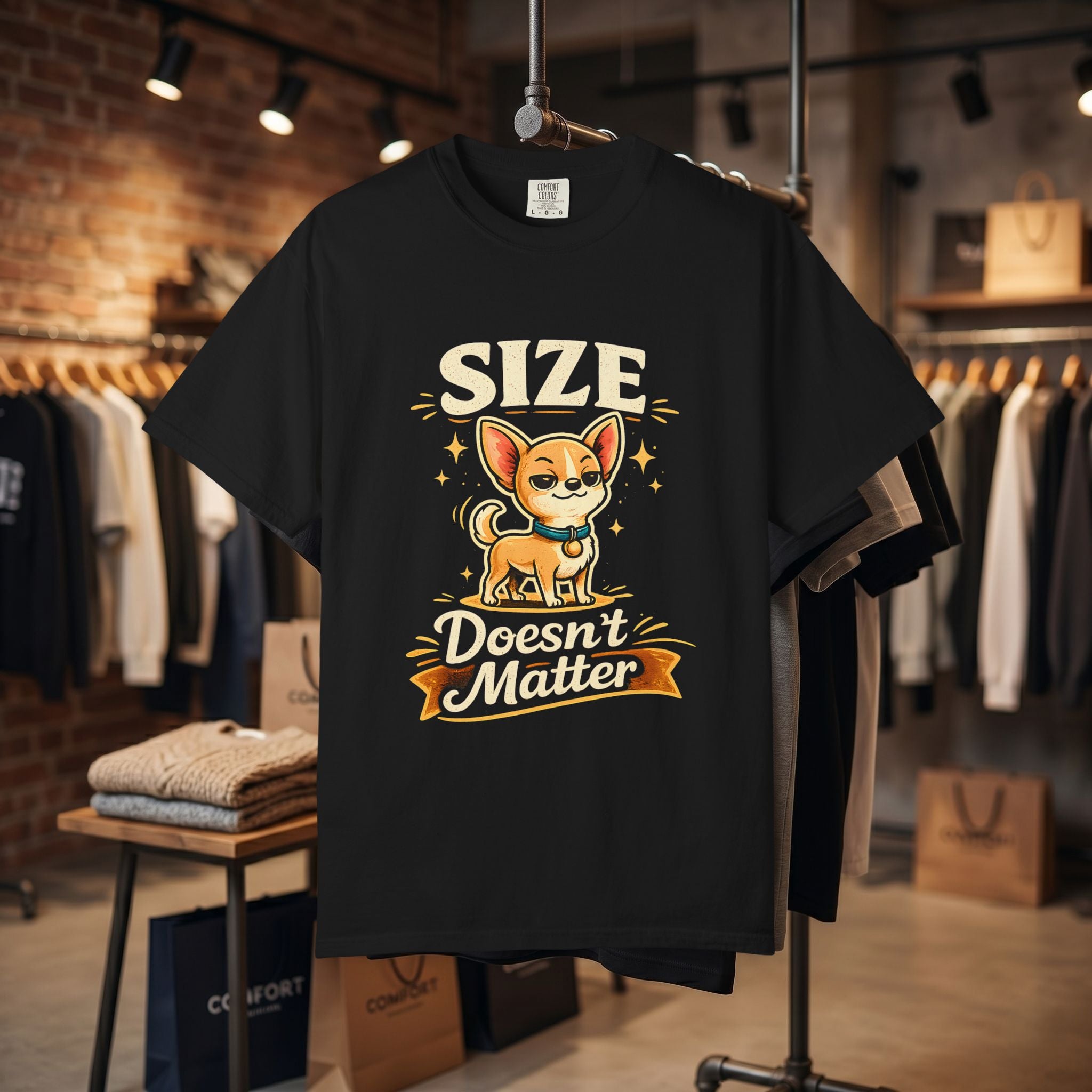 Size Doesnt Matter Chihuahua T-Shirt | Cute Dog Graphic Tee