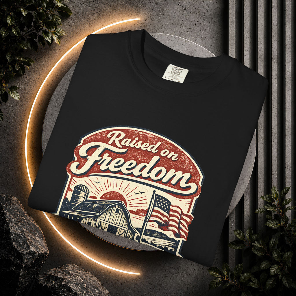 Raised on Freedom T-Shirt — Vintage American Flag Graphic Tee