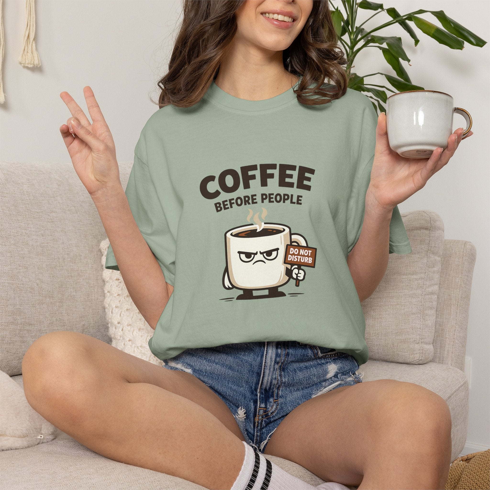 Coffee Before People T‑Shirt — Funny Morning Coffee Graphic Tee