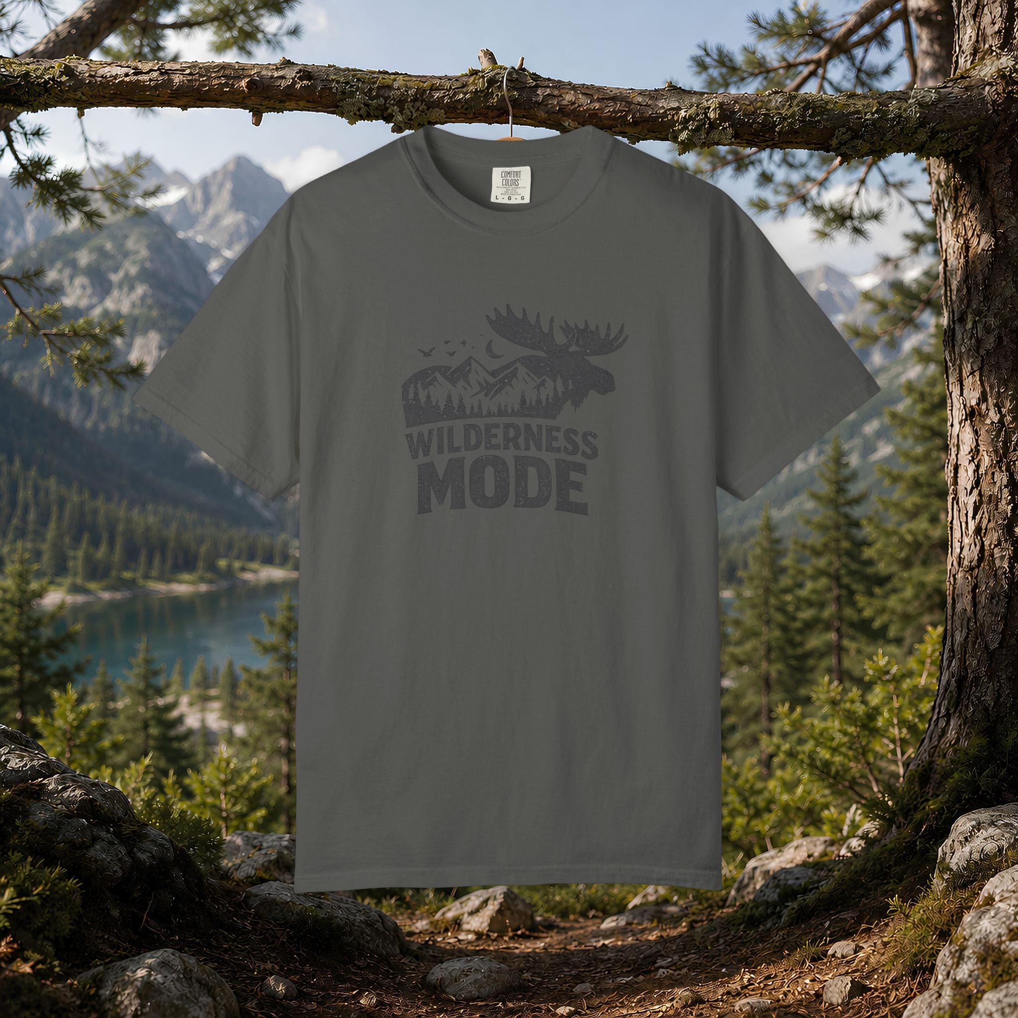 Wilderness Mode T-Shirt — Outdoor Moose Mountain Graphic Tee