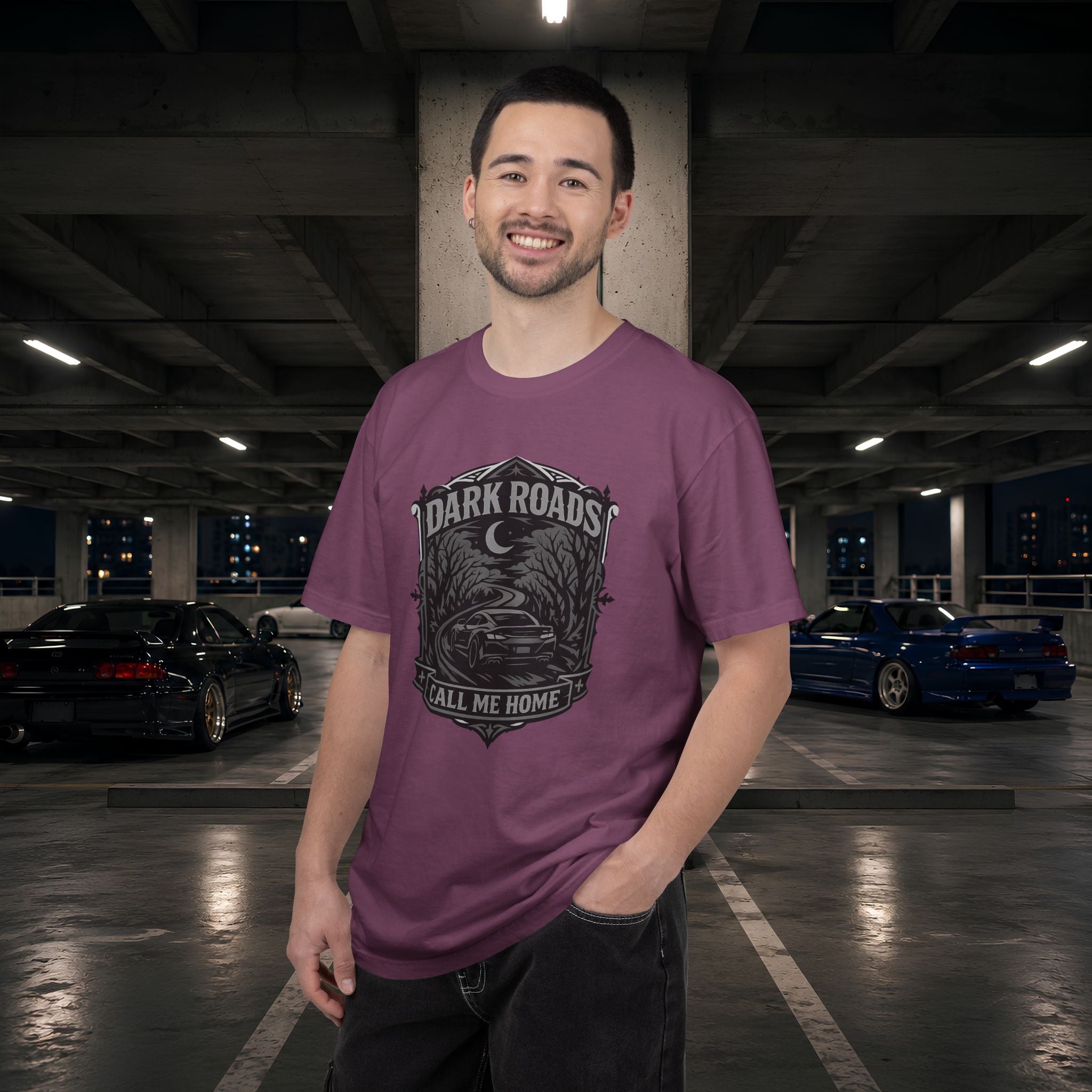 Dark Roads Call Me Home T-Shirt — Vintage Night Drive Graphic Tee