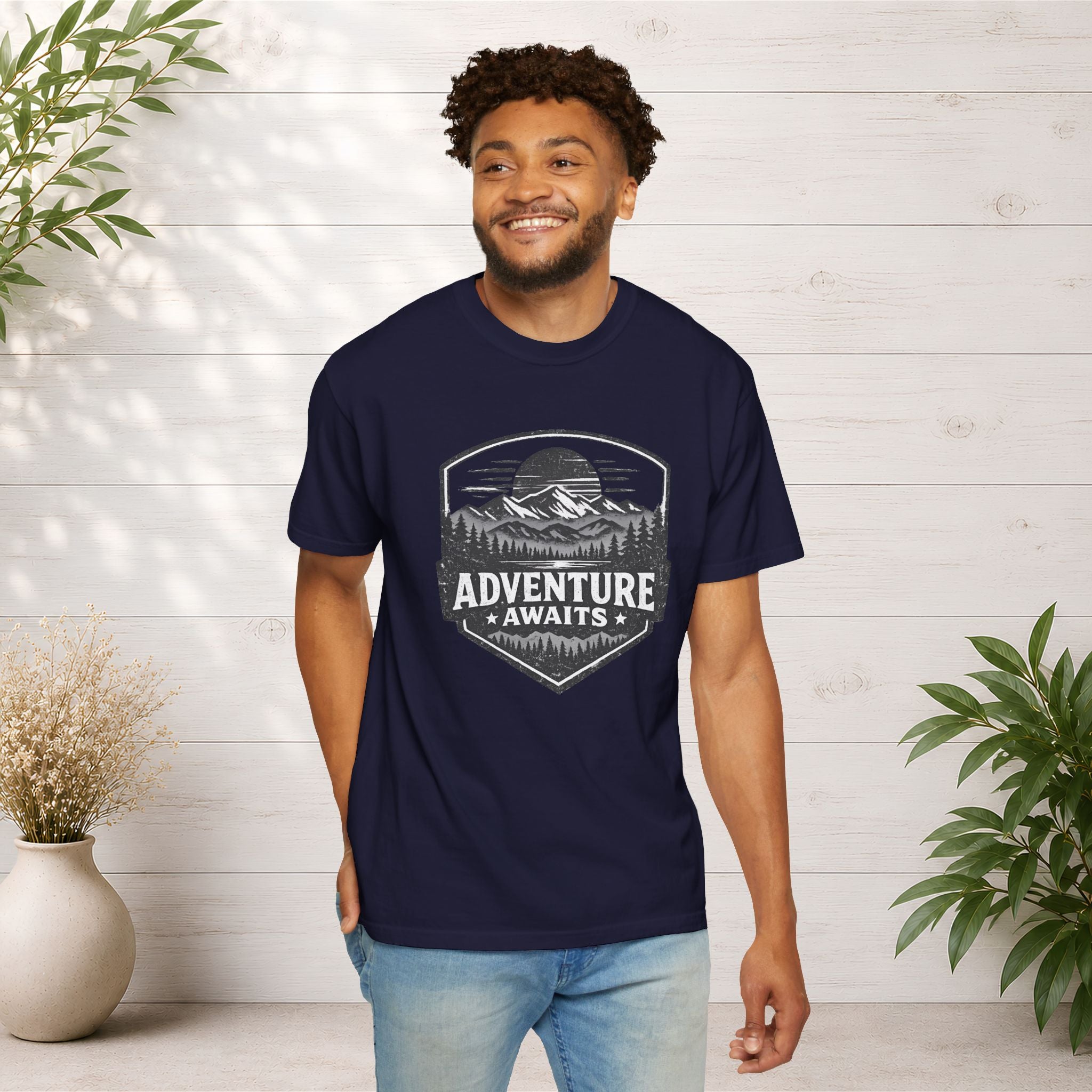 Adventure Awaits T-Shirt — Mountain Hiking Outdoors Tee