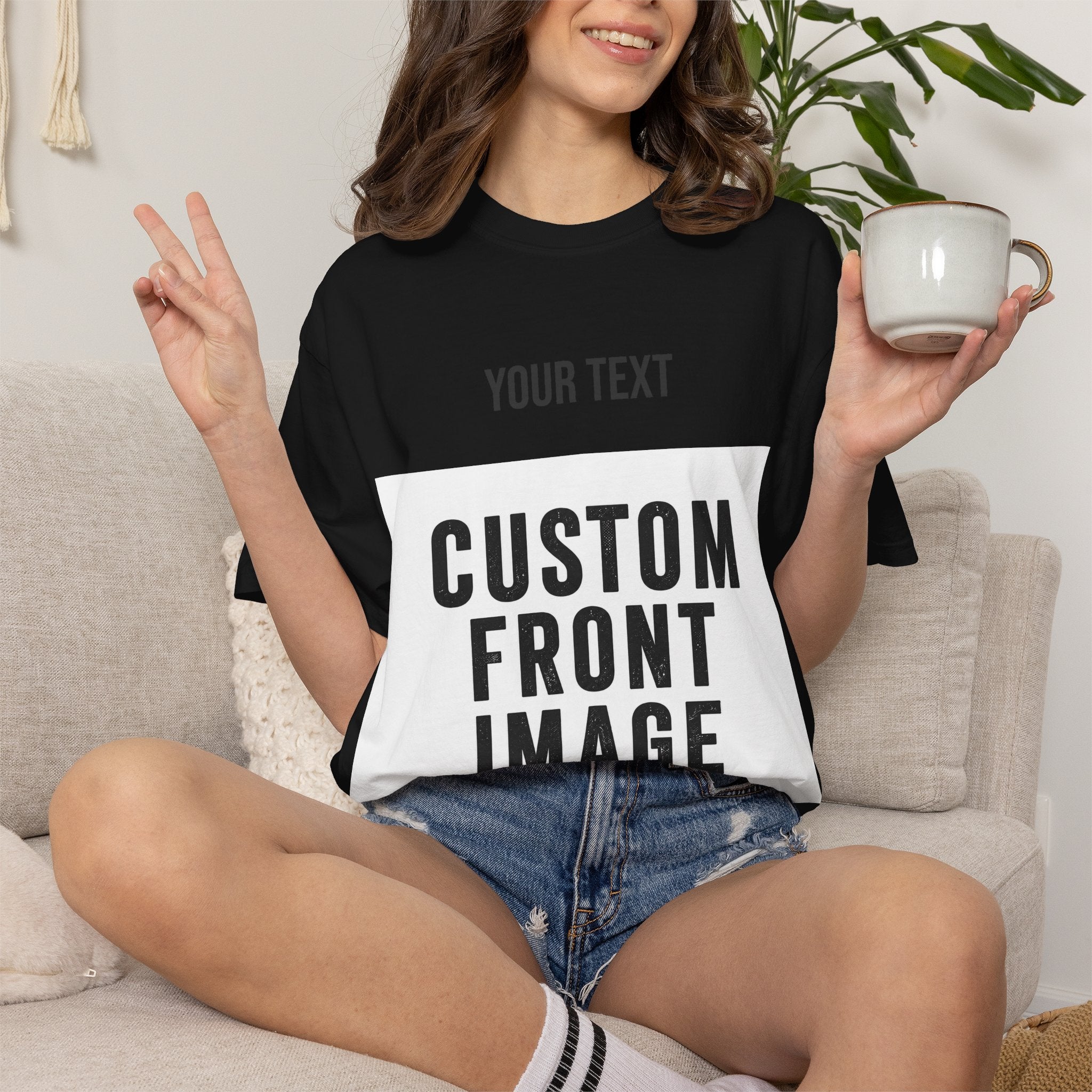 Custom Front Landscape Print T-Shirt — Personalized Text & Image Tee