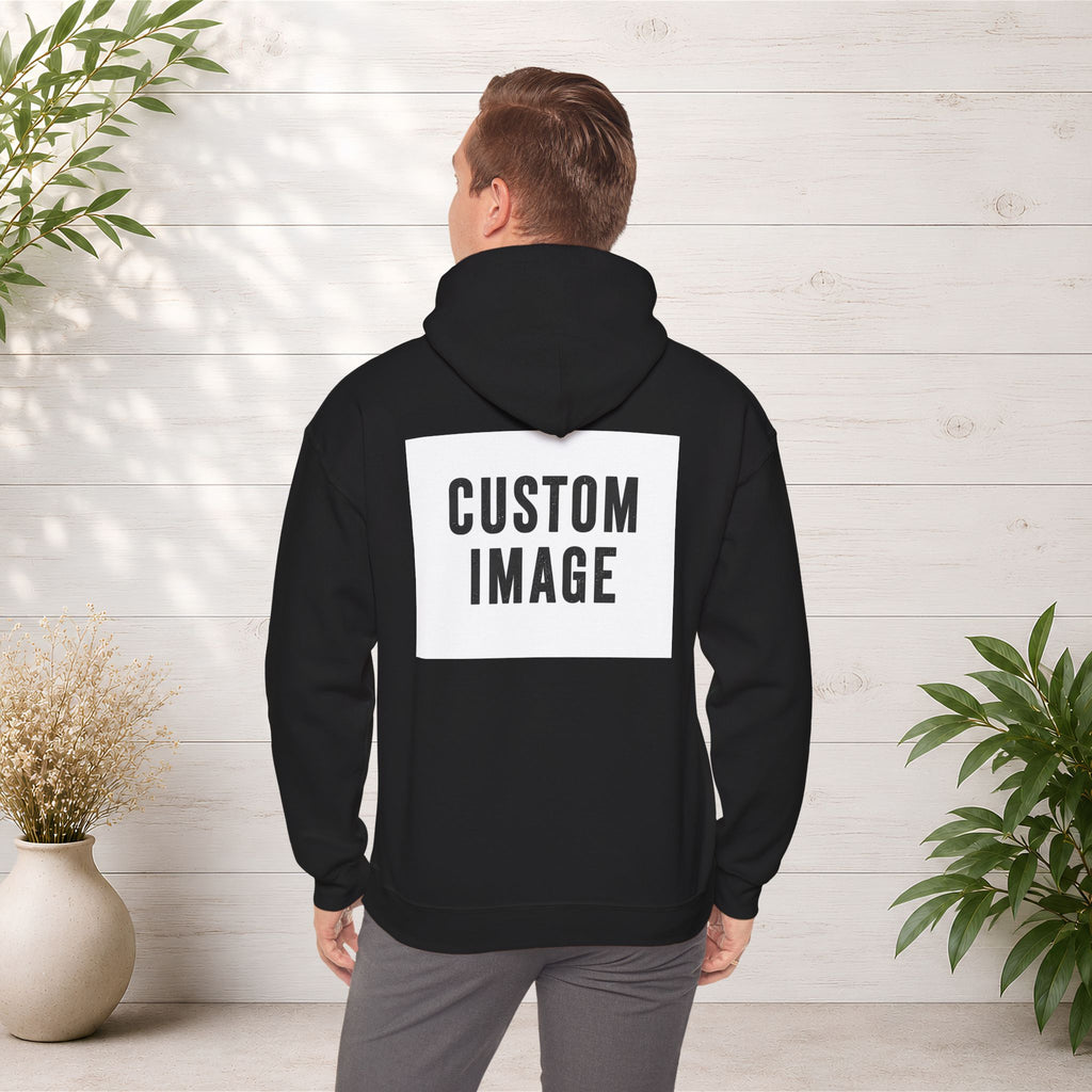 Custom Back Image Hoodie — Personalized White Pullover Hooded Sweatshirt