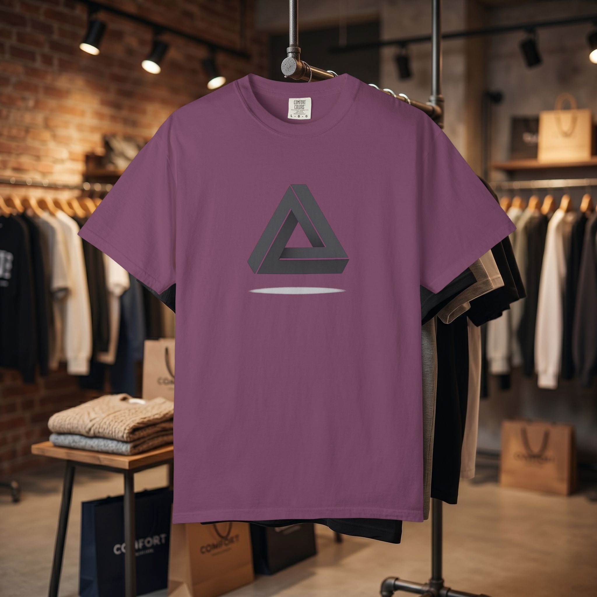 Optical Illusion Triangle T-Shirt — Geometric Penrose Design