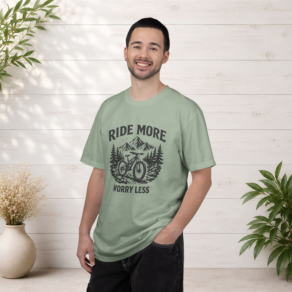 Ride More Worry Less T-Shirt — Mountain Bike Adventure Tee