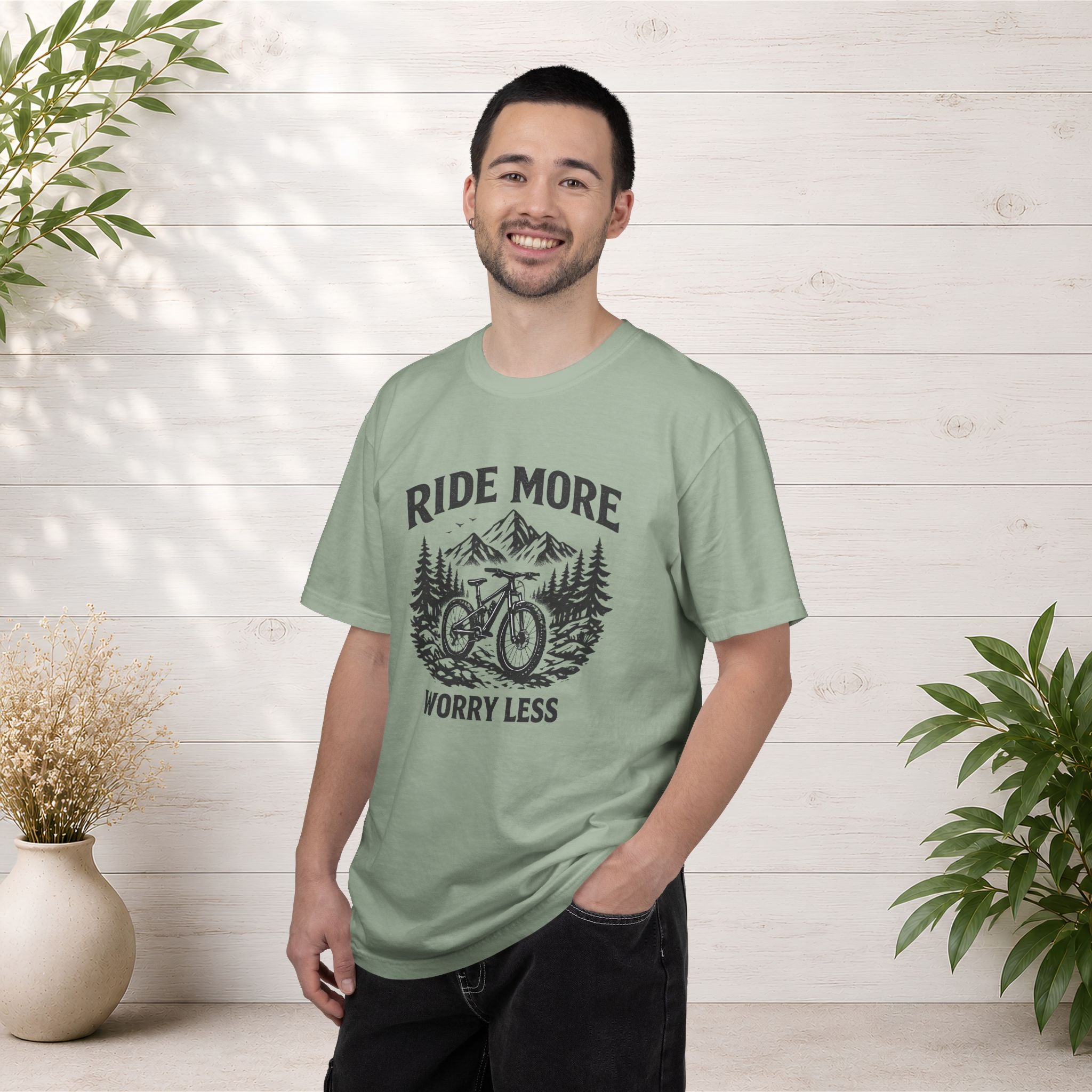 Ride More Worry Less T-Shirt — Mountain Bike Adventure Tee