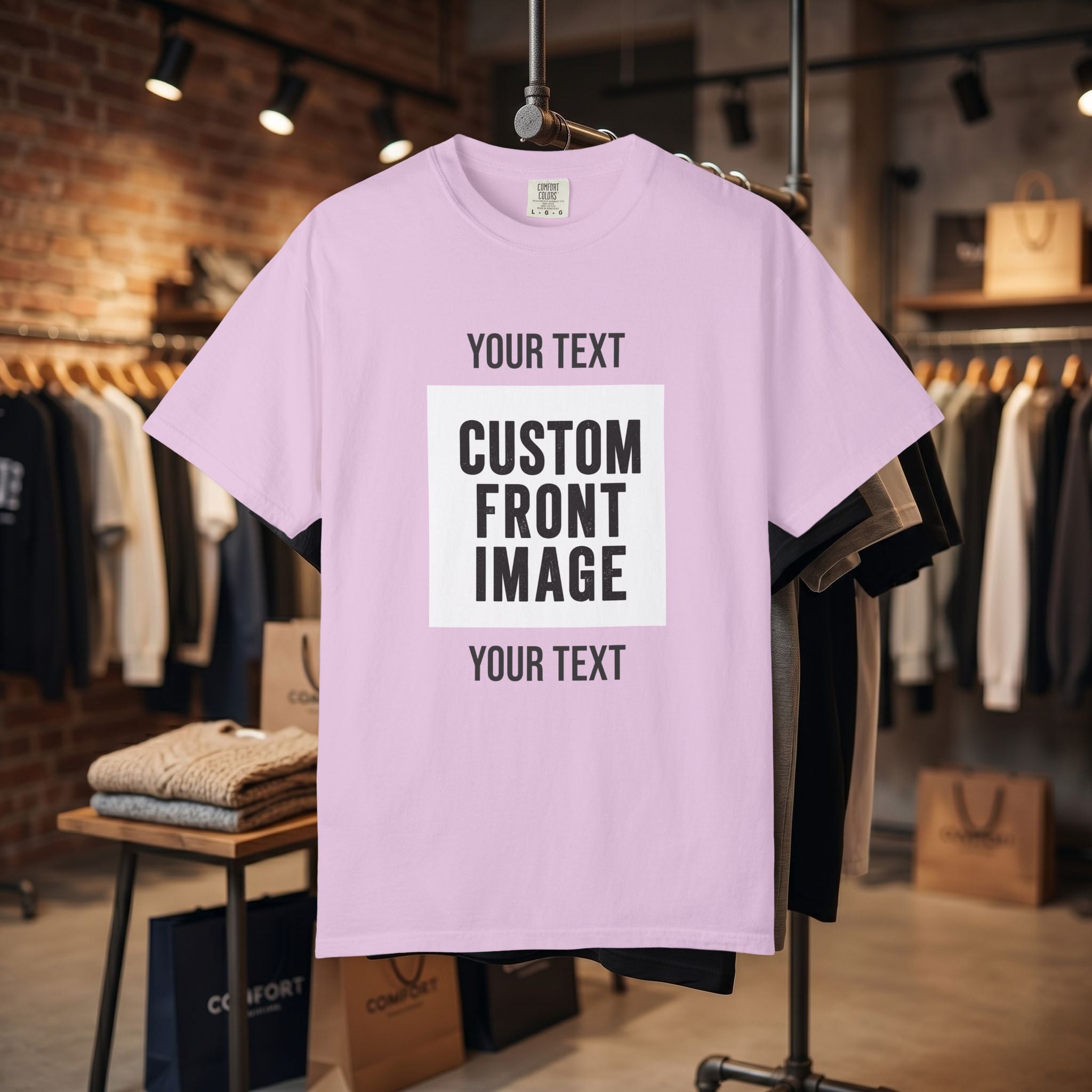 Custom Front Square Print T-Shirt — Personalized Text & Image Tee