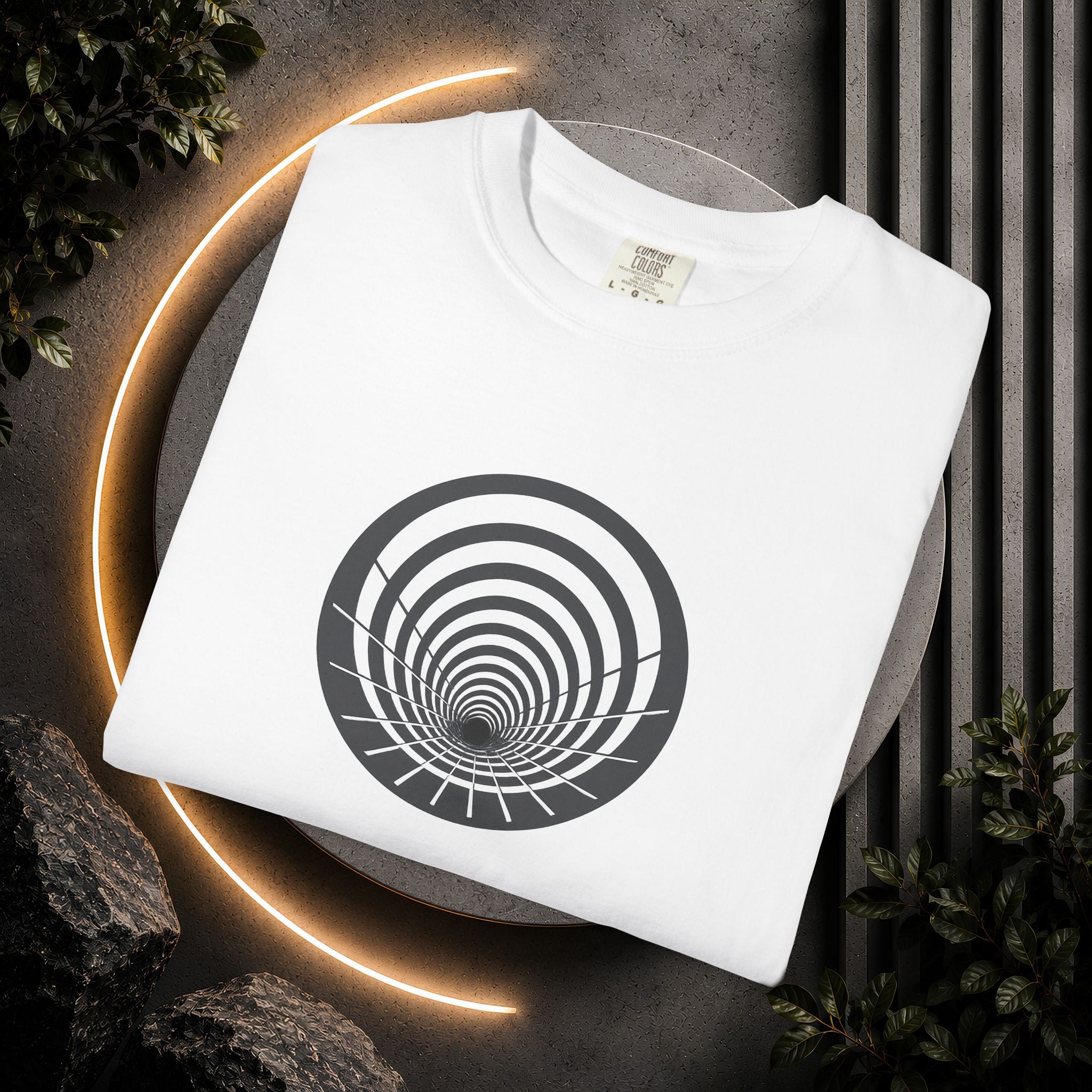 Optical Vortex Graphic T-Shirt — Spiral Tunnel Illusion Tee