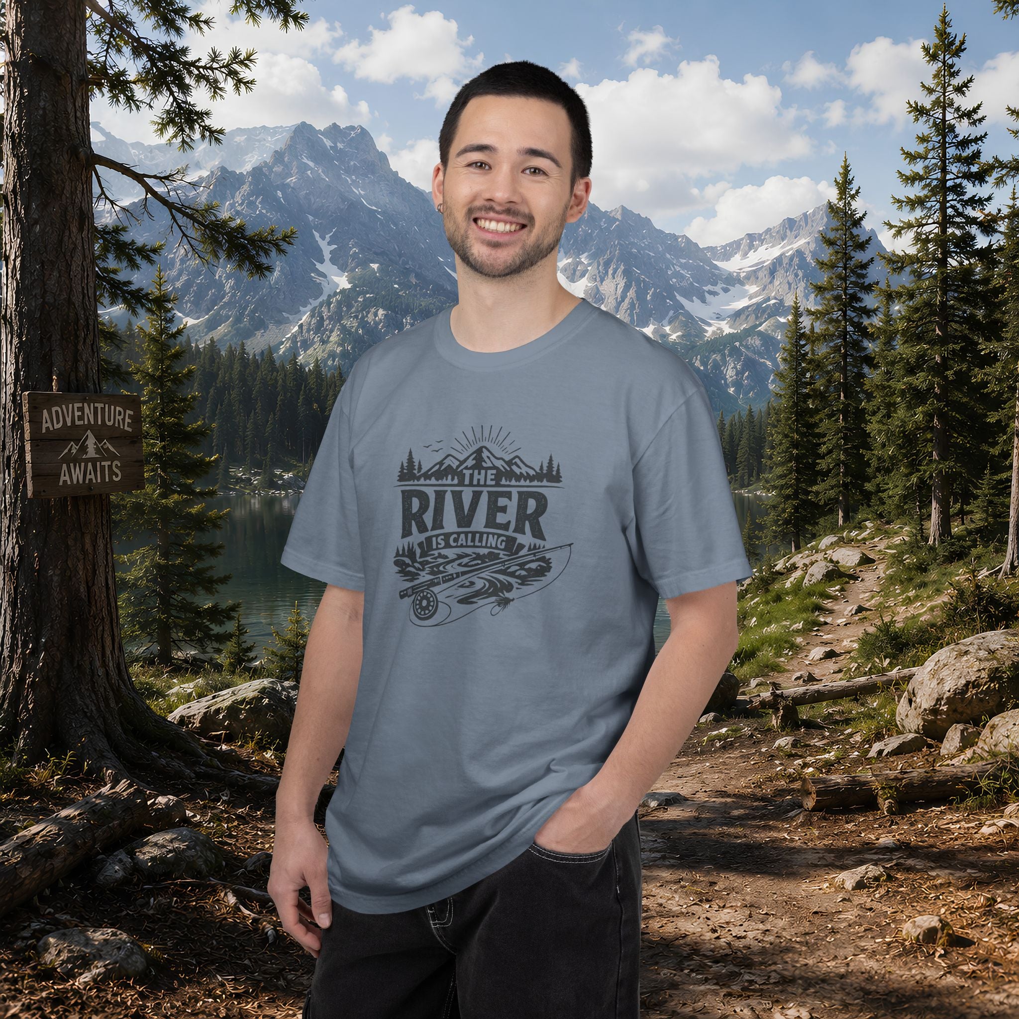 The River Is Calling T-Shirt — Rustic Fishing & Kayak Outdoor Tee