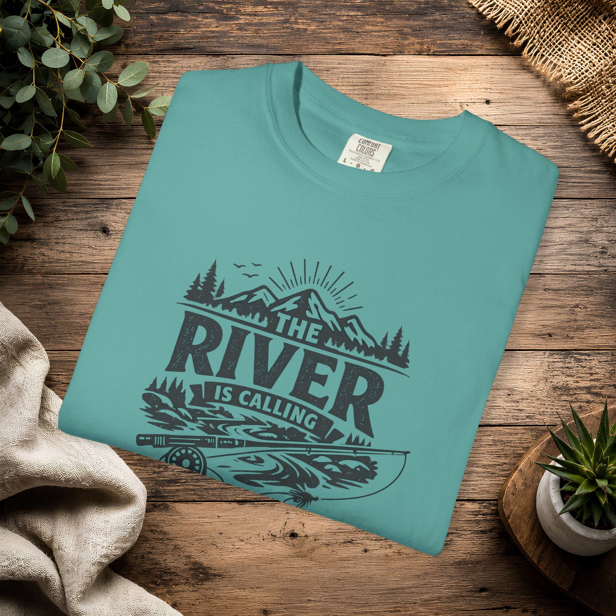 The River Is Calling T-Shirt — Rustic Fishing & Kayak Outdoor Tee