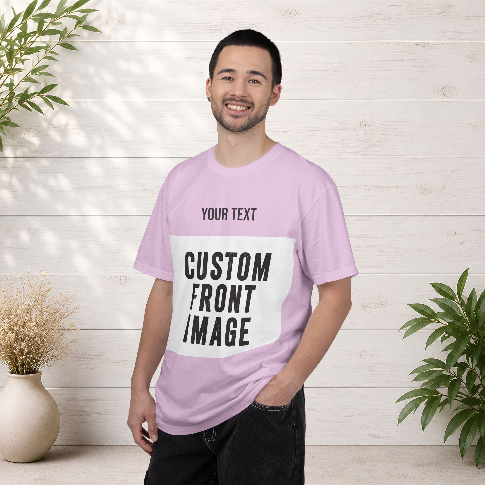 Custom Front Landscape Print T-Shirt — Personalized Text & Image Tee