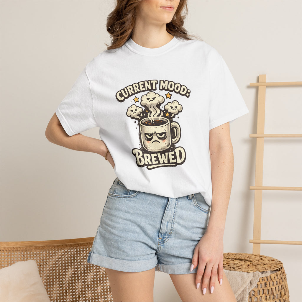 Coffee T-Shirt — "Current Mood: Brewed" Graphic Tee