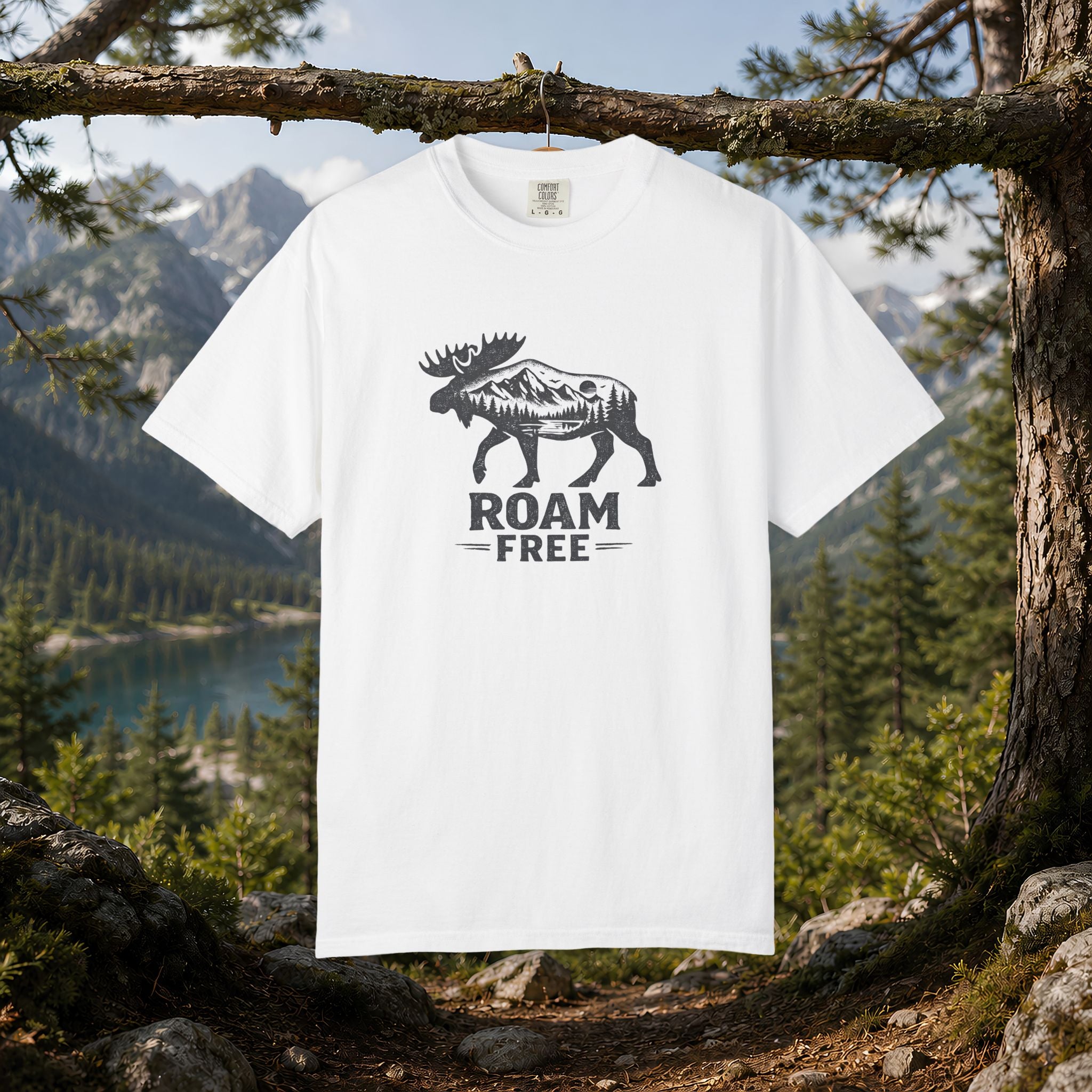 Roam Free Moose T-Shirt — Outdoorsy Nature Graphic Tee