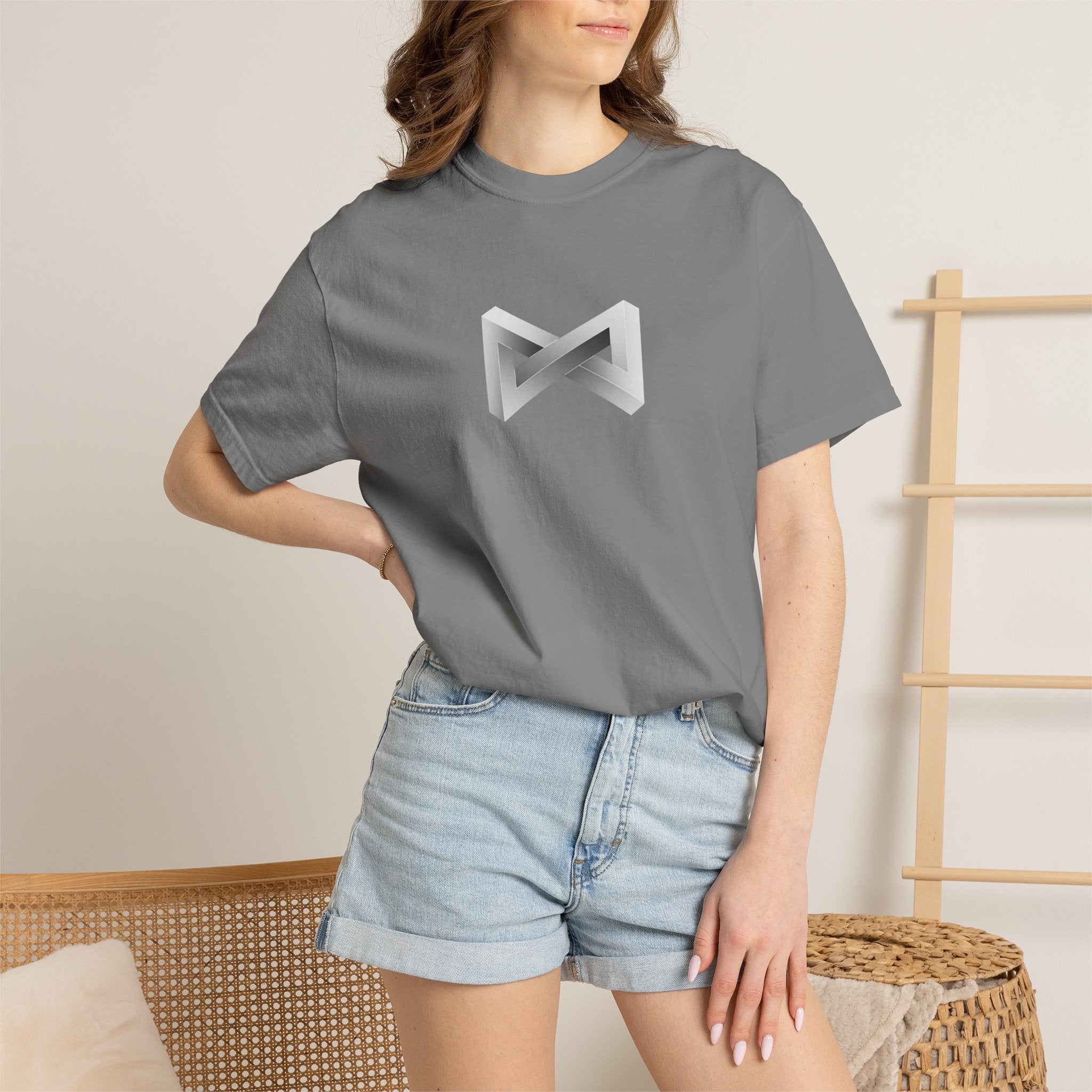 Optical Illusion Logo T-Shirt — Minimal Monochrome Infinity Design