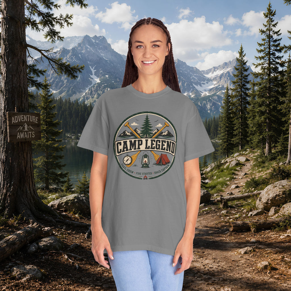 Camp Legend T-Shirt — Vintage Camping Badge Tee