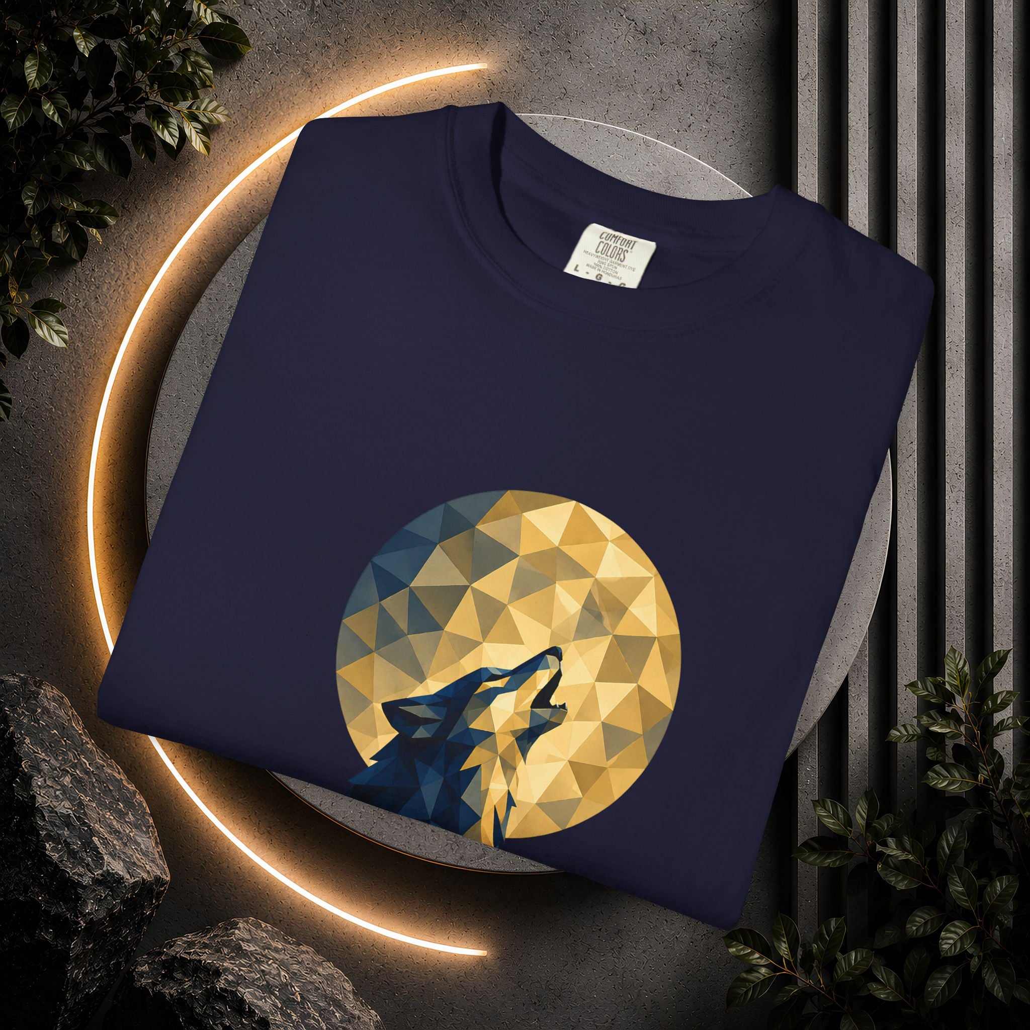 Geometric Howling Wolf T-Shirt | Moon Silhouette